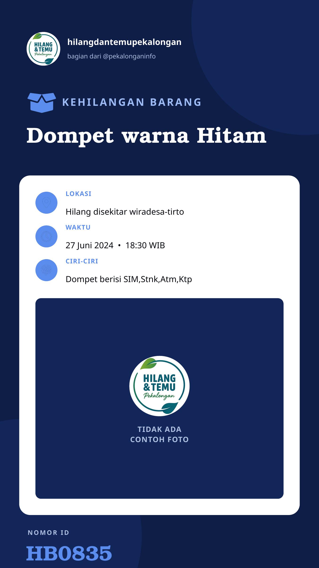 Story 9:16 laporan Dompet warna Hitam