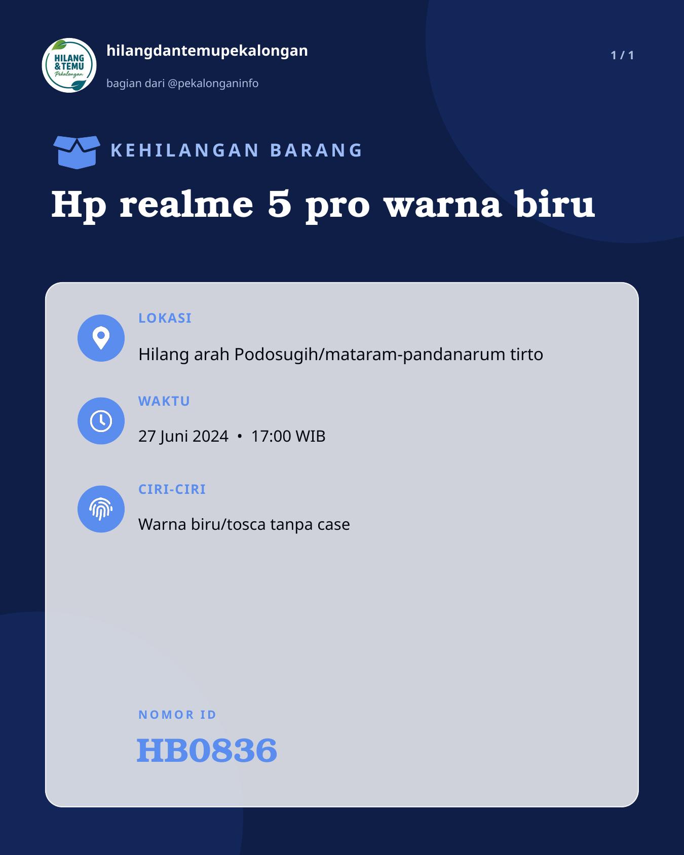 Slide laporan Hp realme 5 pro warna biru (HB0836)