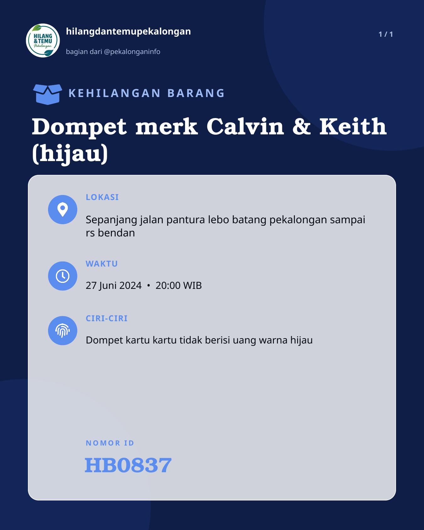 Slide laporan Dompet merk Calvin & Keith (hijau) (HB0837)