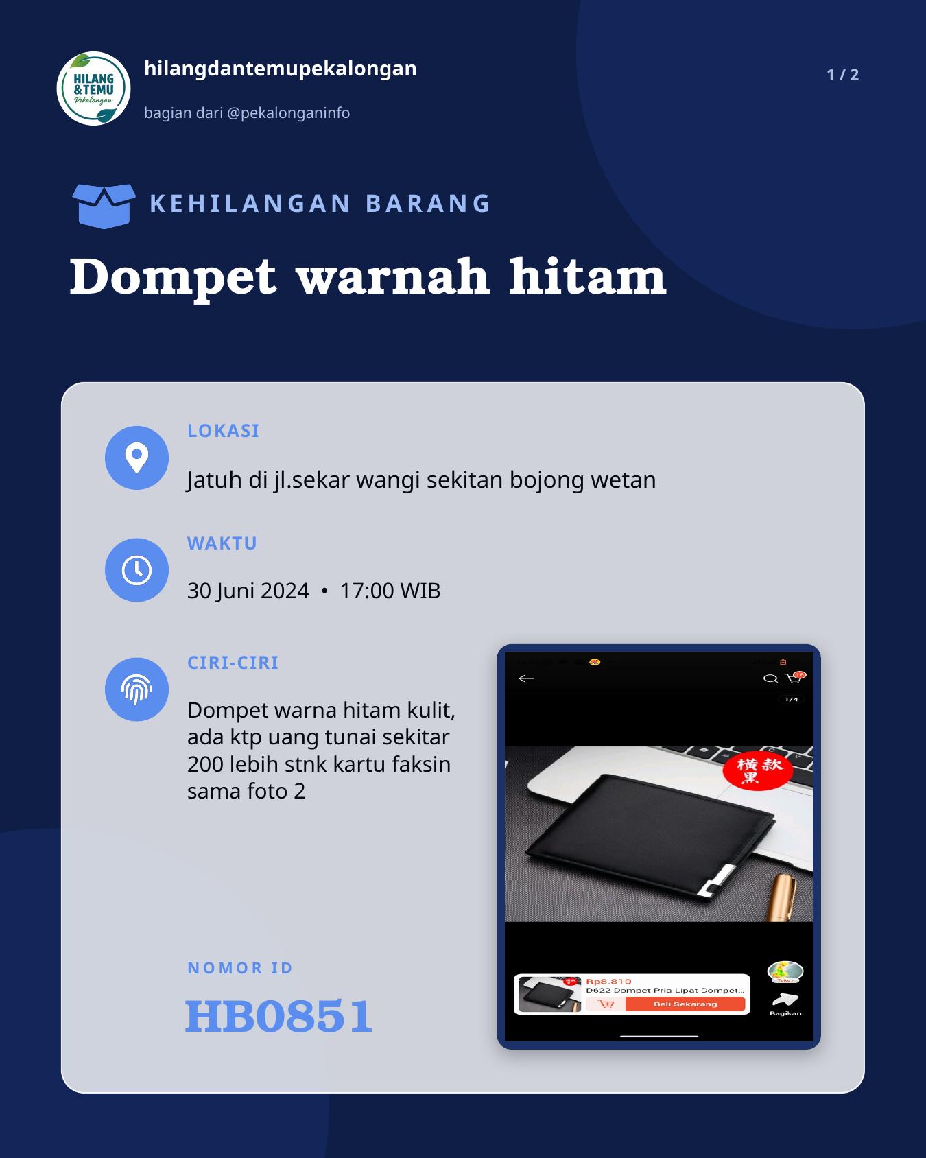 Slide 1 laporan Dompet warnah hitam