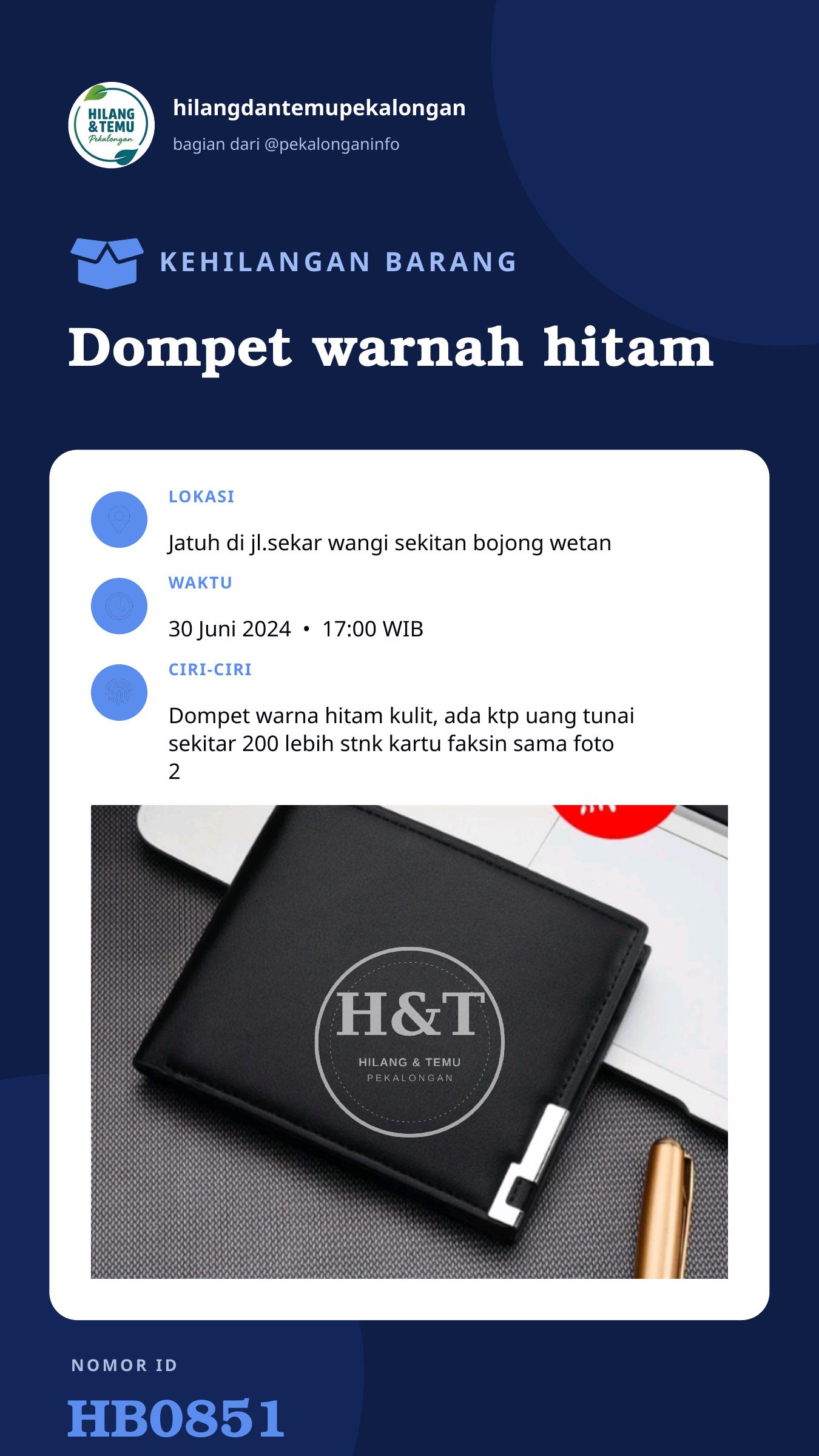 Story 9:16 laporan Dompet warnah hitam