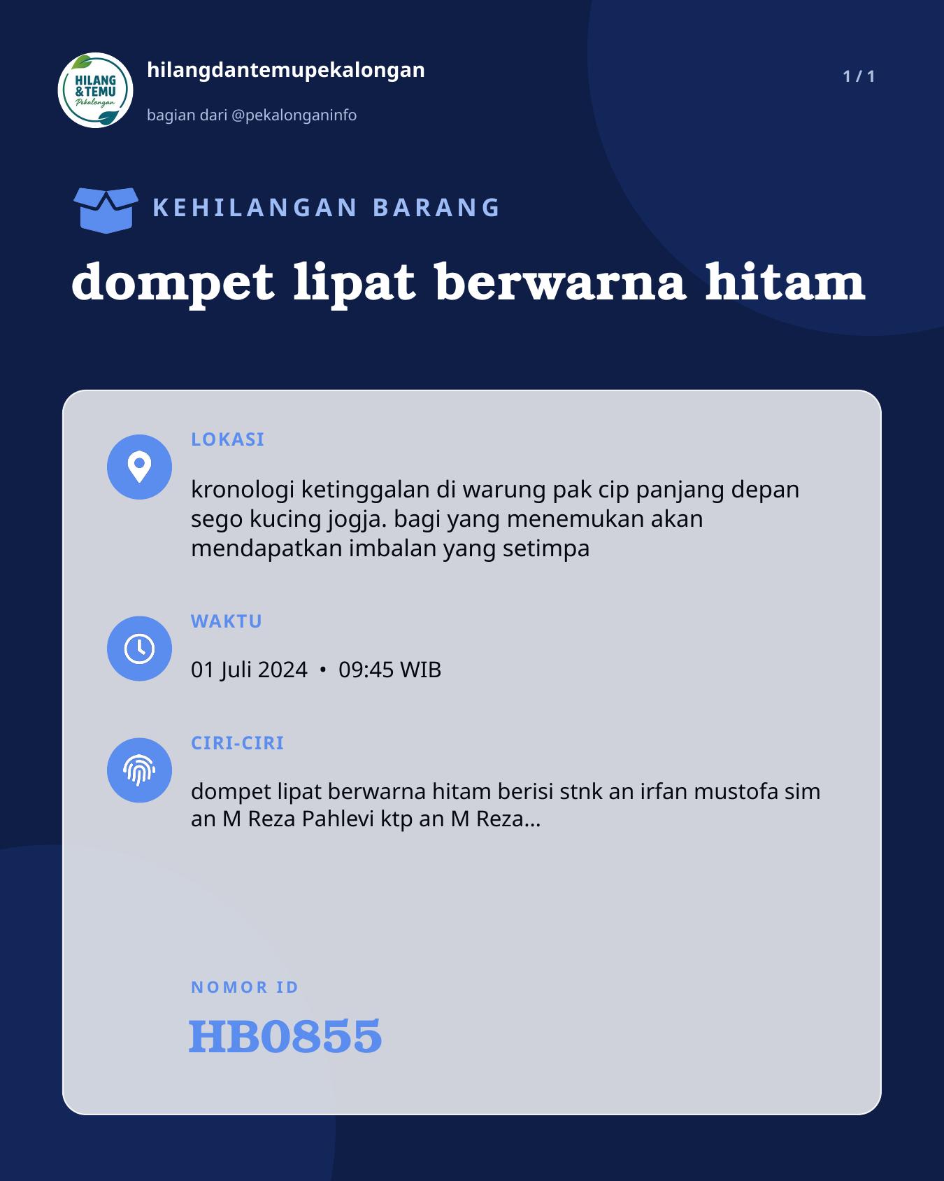 Slide laporan dompet lipat berwarna hitam (HB0855)