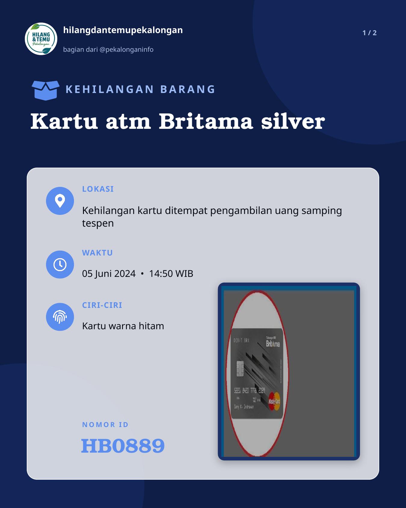 Slide 1 laporan Kartu atm Britama silver