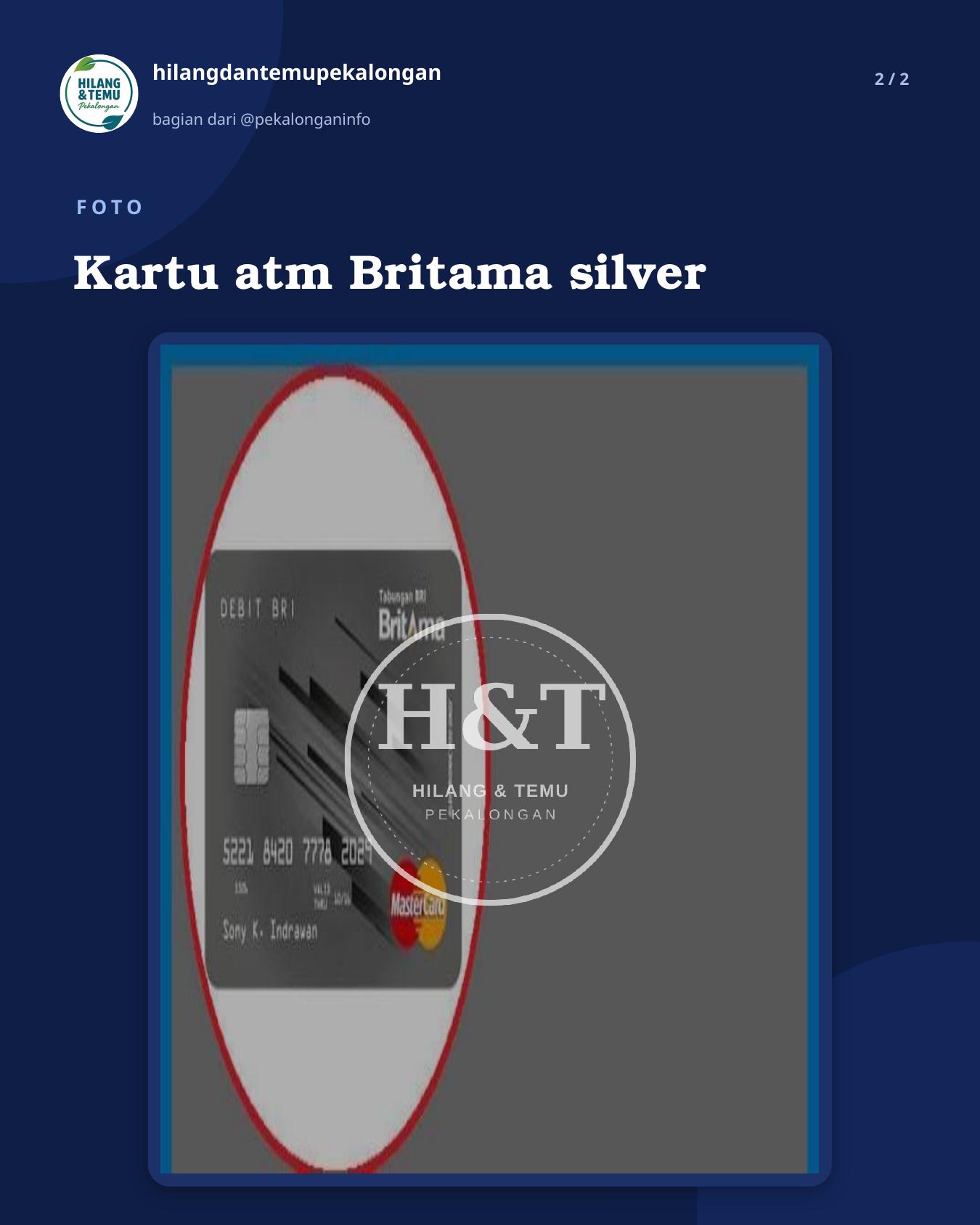 Slide 2 laporan Kartu atm Britama silver