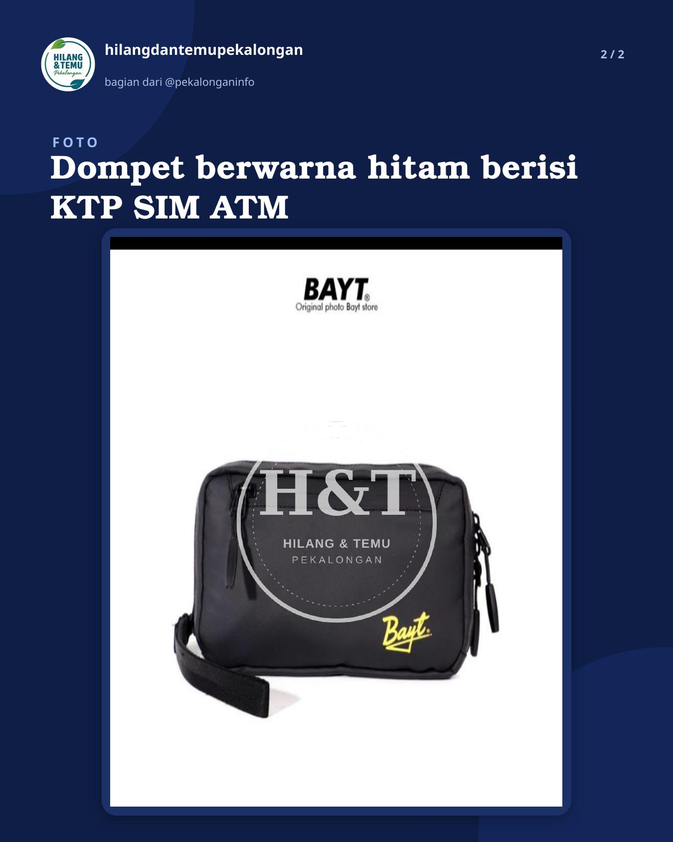 Slide 2 laporan Dompet berwarna hitam berisi KTP SIM ATM