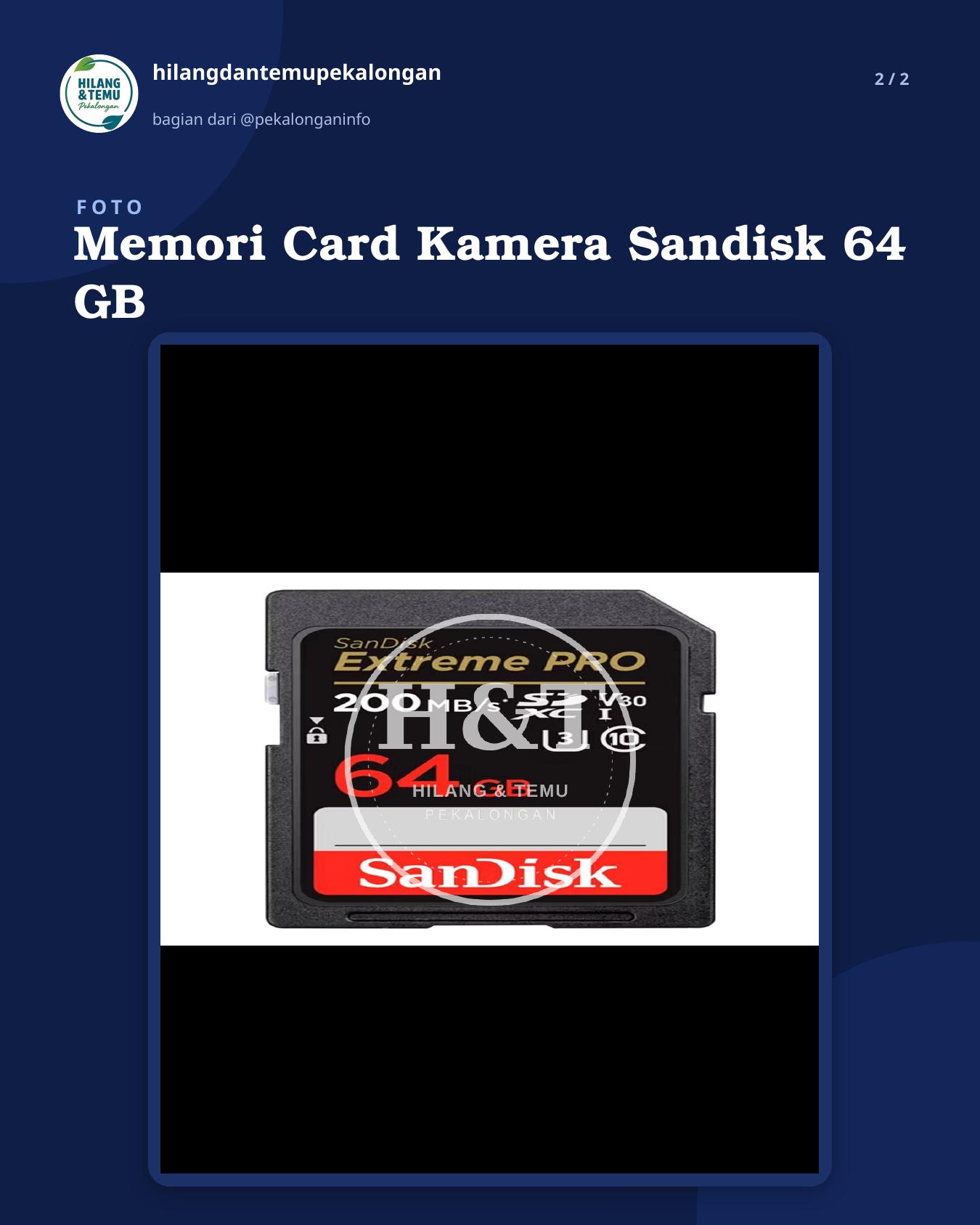Slide 2 laporan Memori Card Kamera Sandisk 64 GB