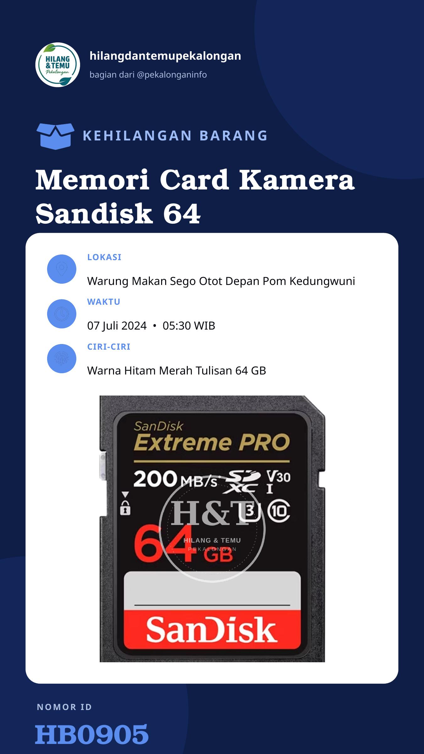 Story 9:16 laporan Memori Card Kamera Sandisk 64 GB