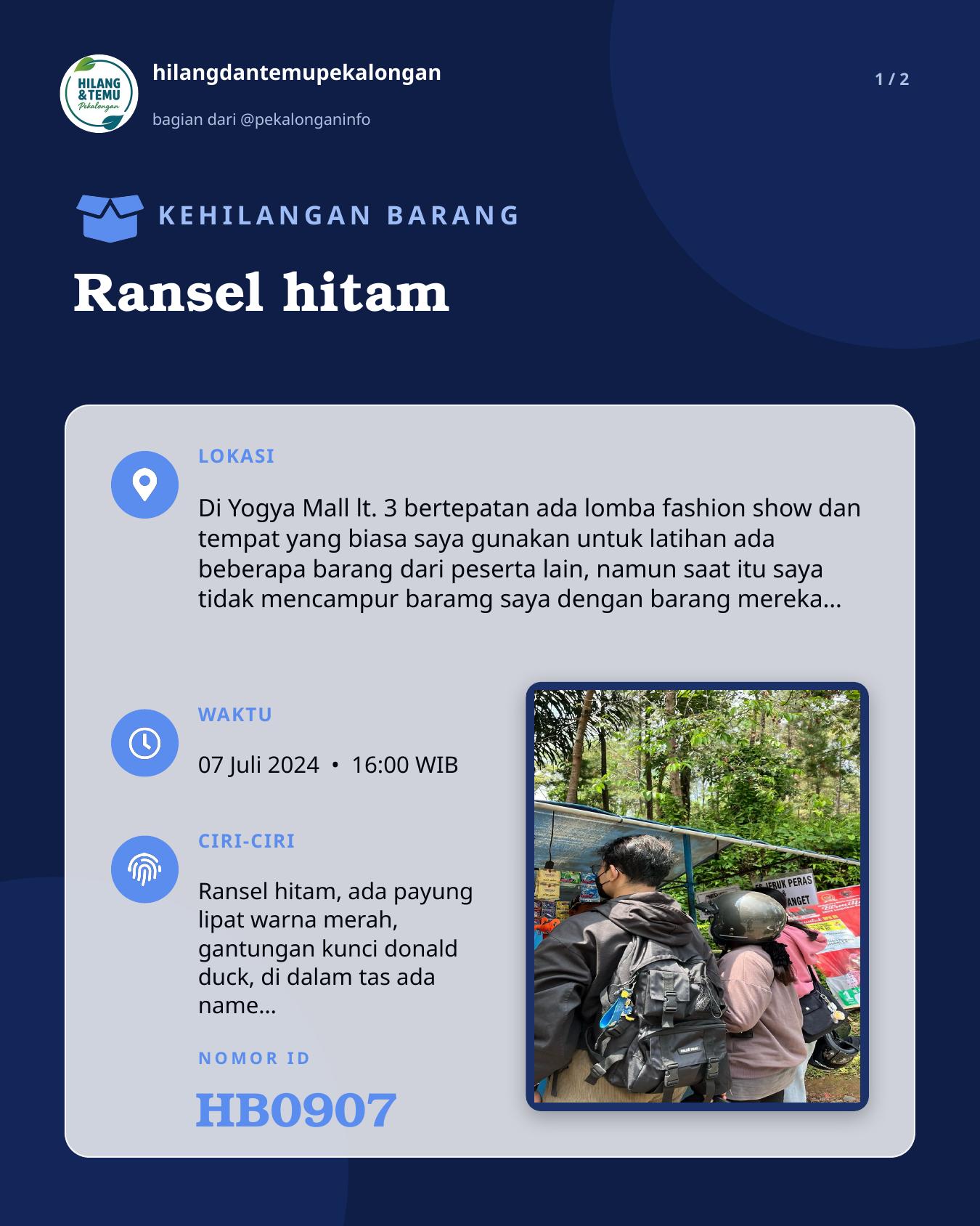 Slide 1 laporan Ransel hitam