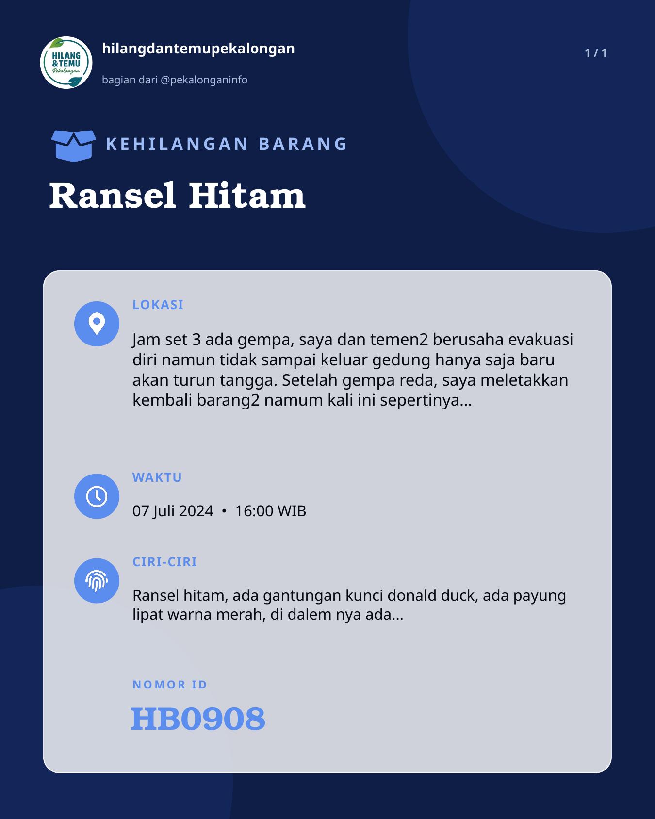 Slide laporan Ransel Hitam (HB0908)