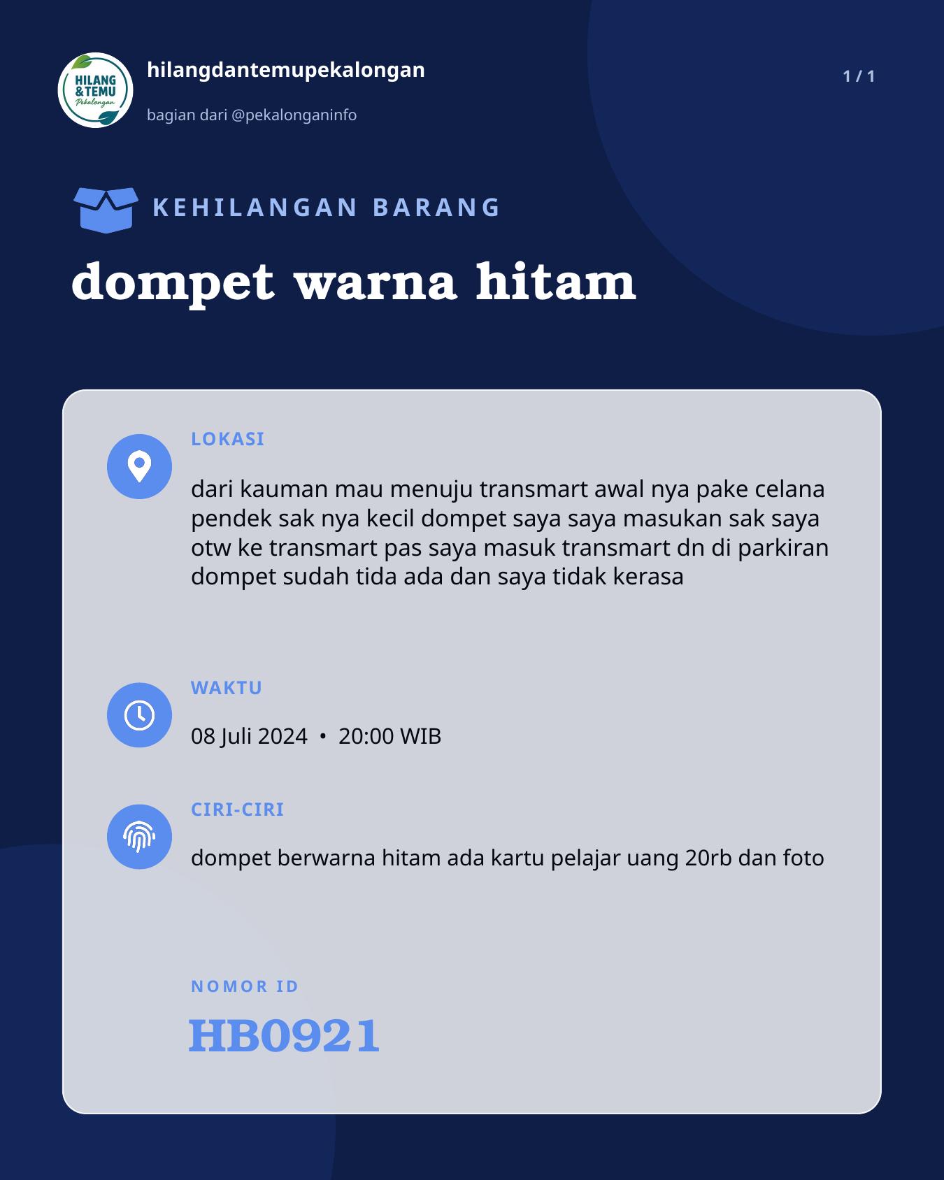 Slide laporan dompet warna hitam (HB0921)