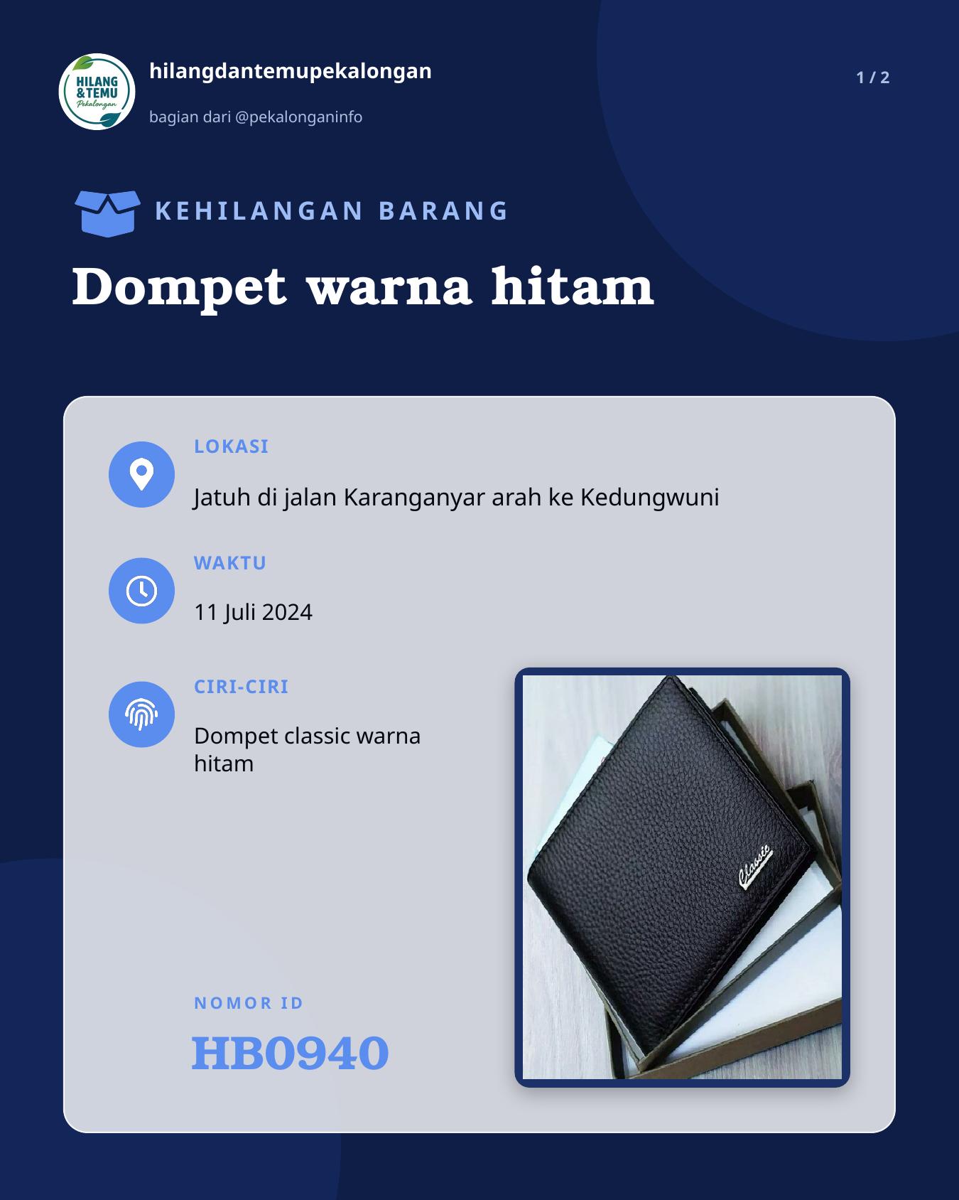 Slide 1 laporan Dompet warna hitam