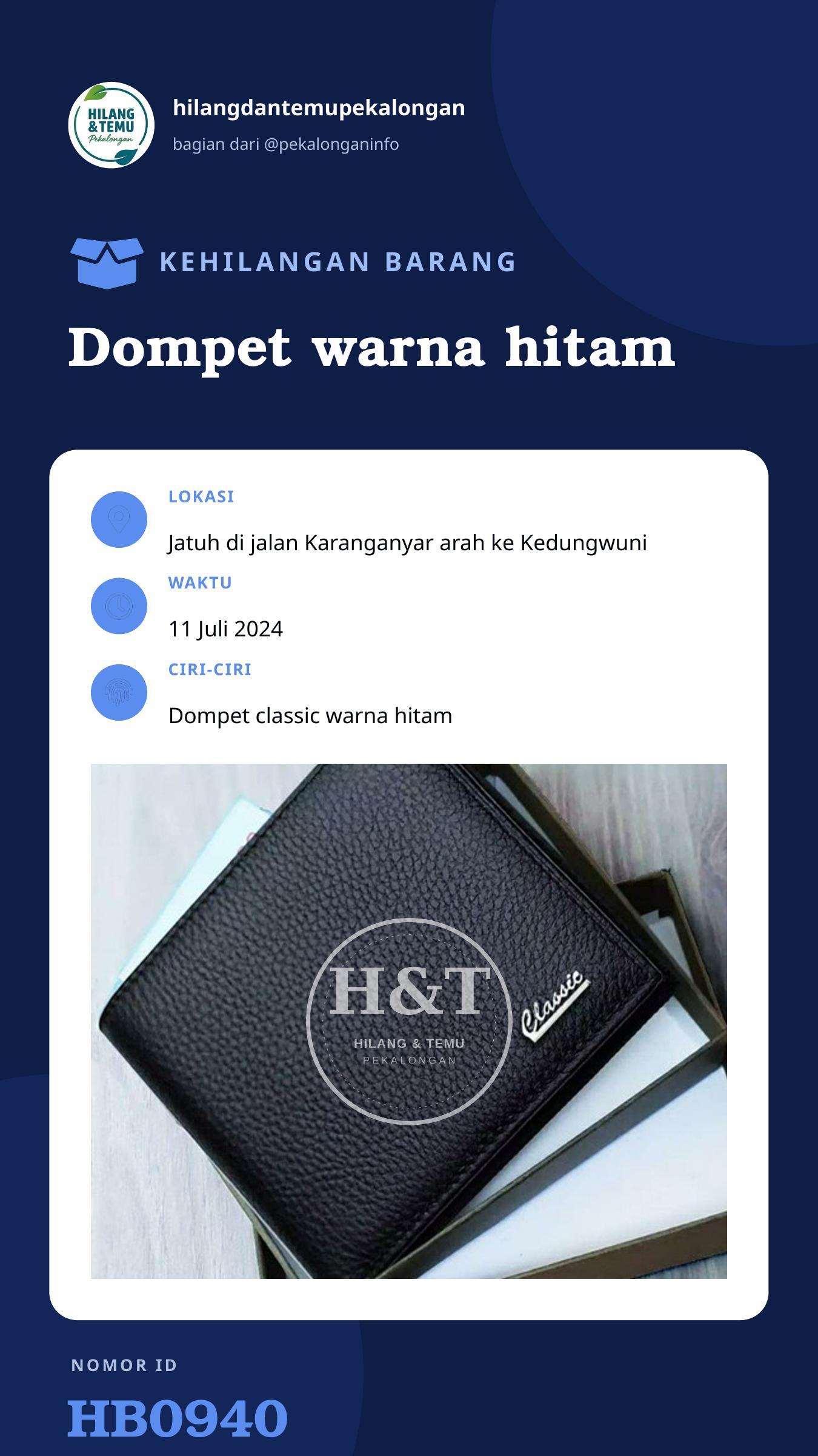Story 9:16 laporan Dompet warna hitam