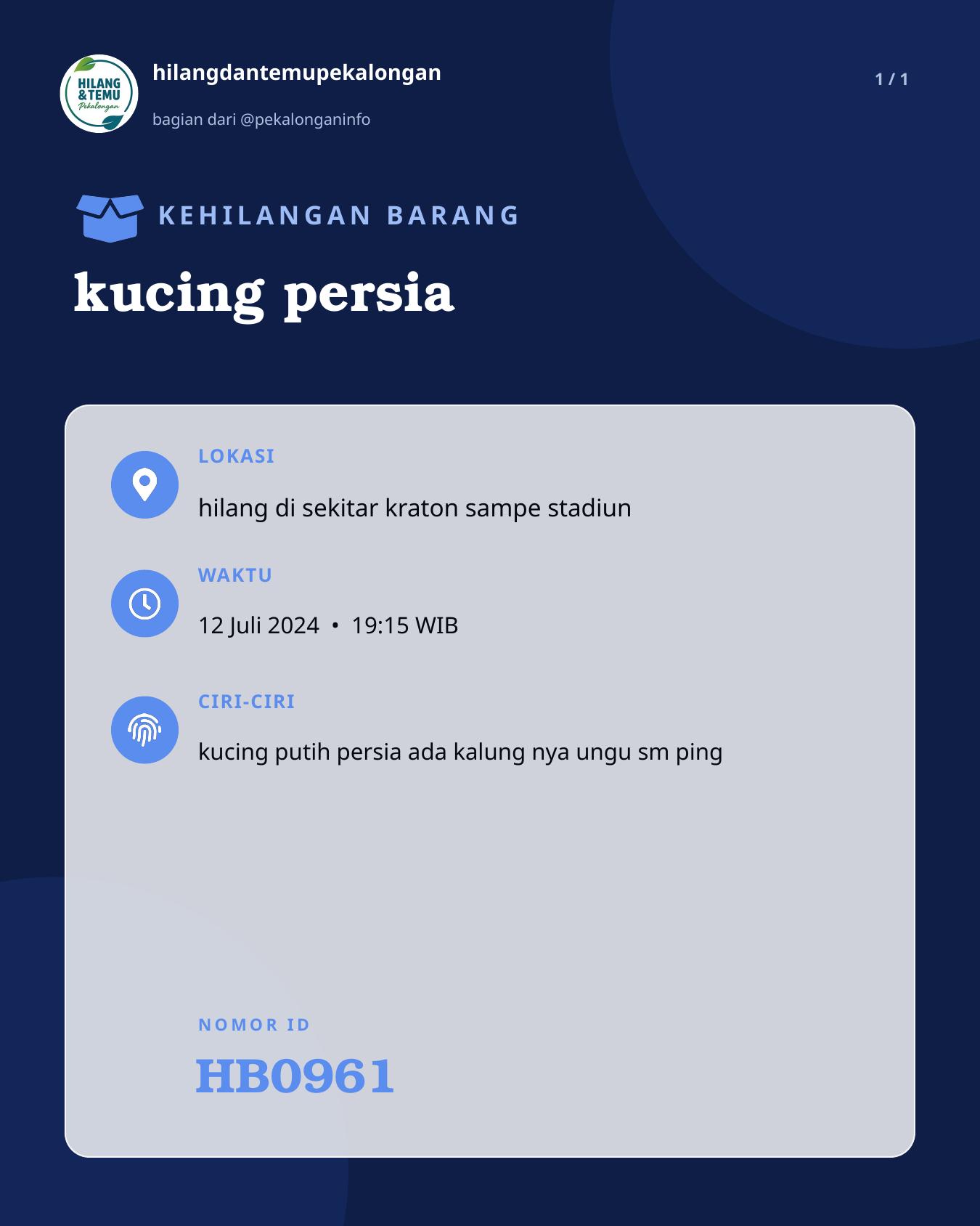 Slide laporan kucing persia (HB0961)