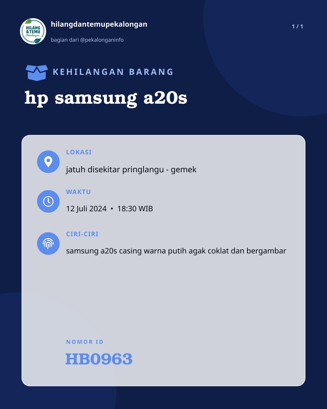 Slide laporan hp samsung a20s (HB0963)