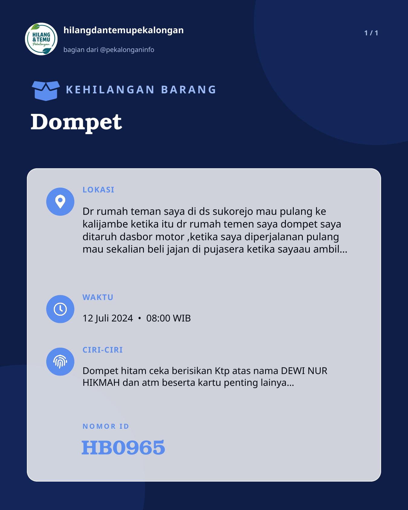 Slide laporan Dompet (HB0965)