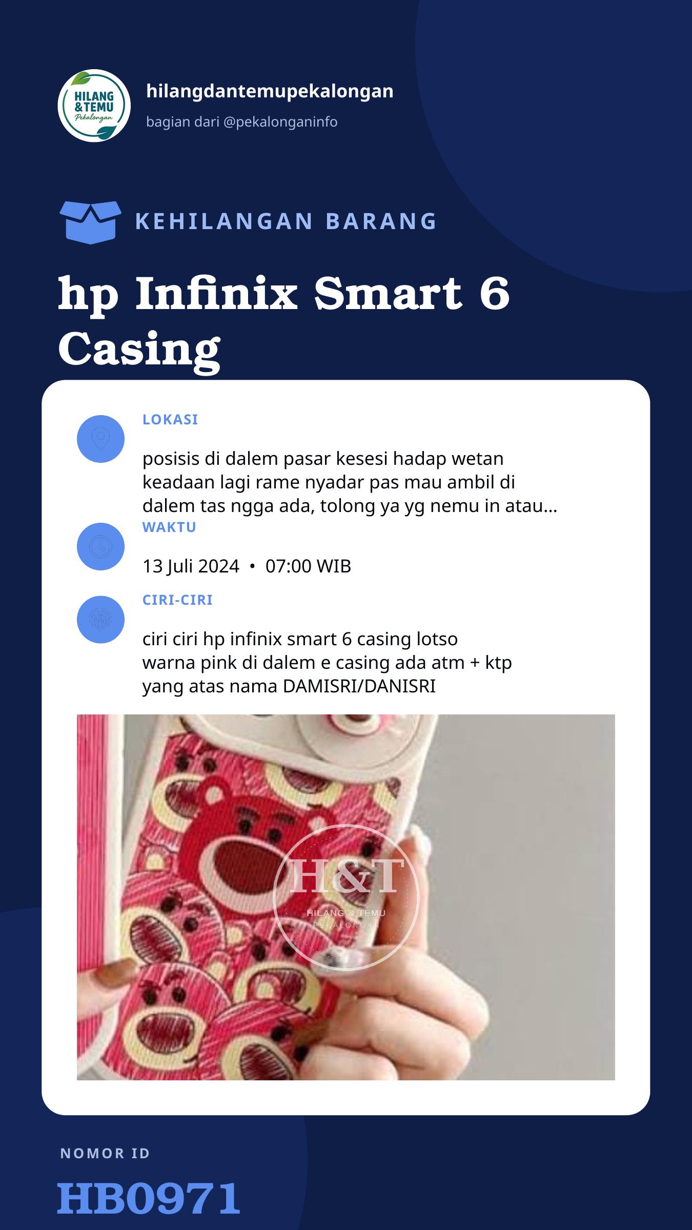 Story 9:16 laporan hp Infinix Smart 6 Casing gambar lotso