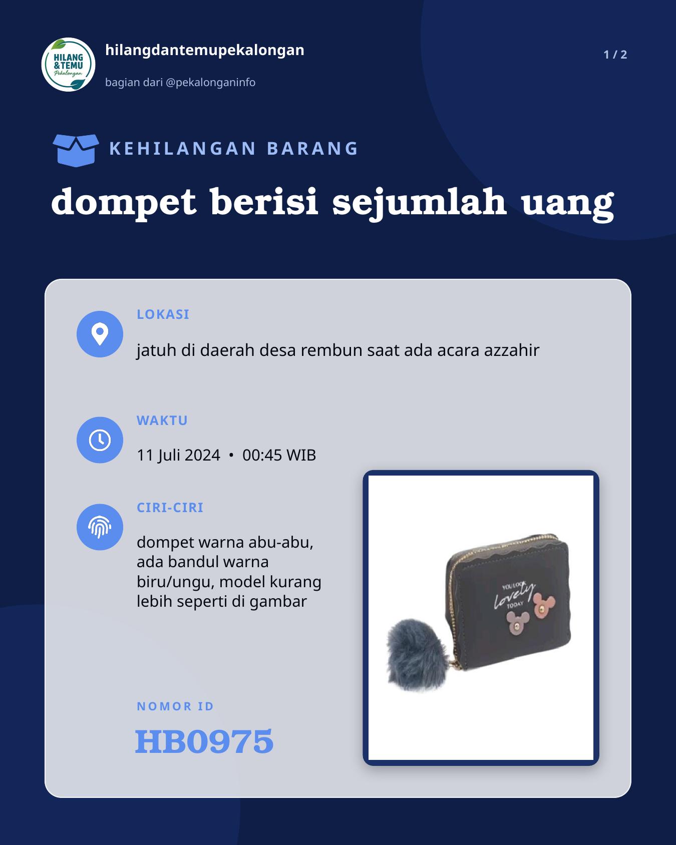 Slide 1 laporan dompet berisi sejumlah uang