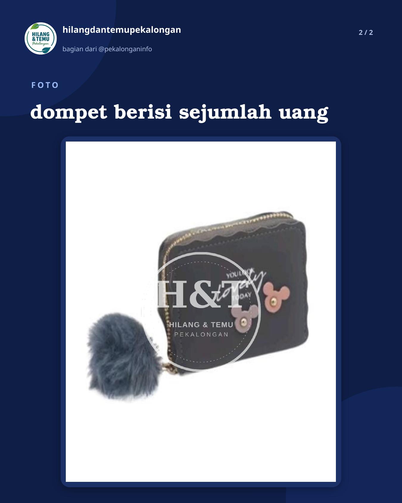 Slide 2 laporan dompet berisi sejumlah uang