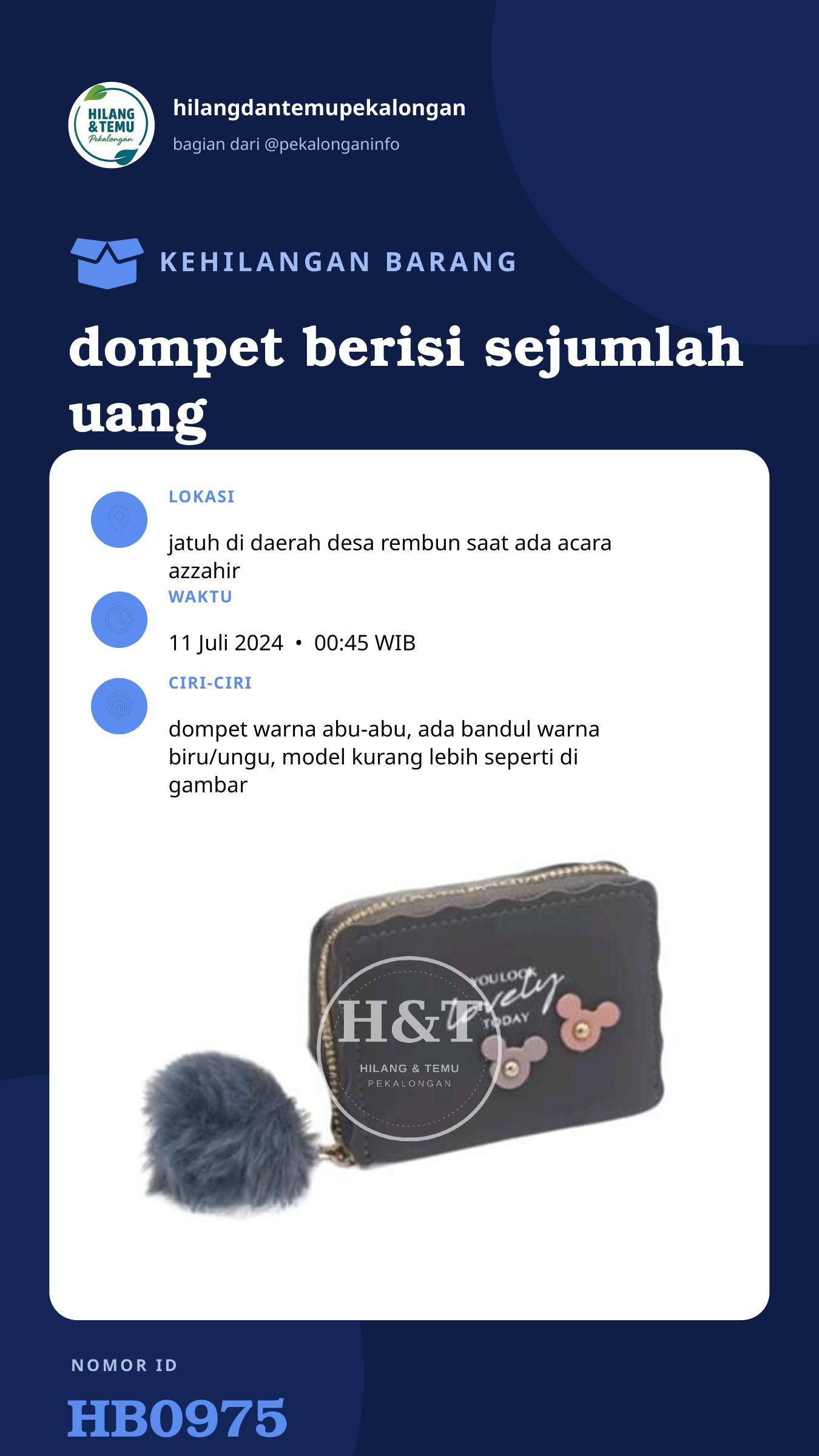 Story 9:16 laporan dompet berisi sejumlah uang