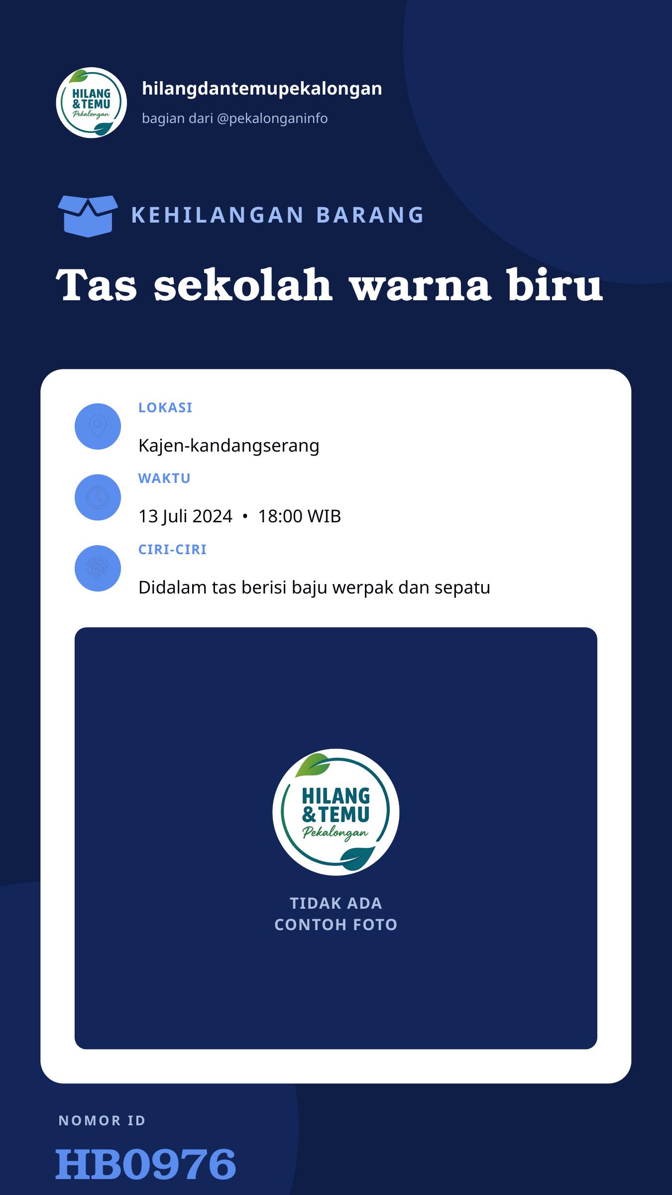 Story 9:16 laporan Tas sekolah warna biru