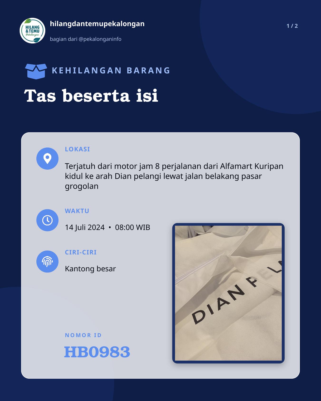 Slide 1 laporan Tas beserta isi