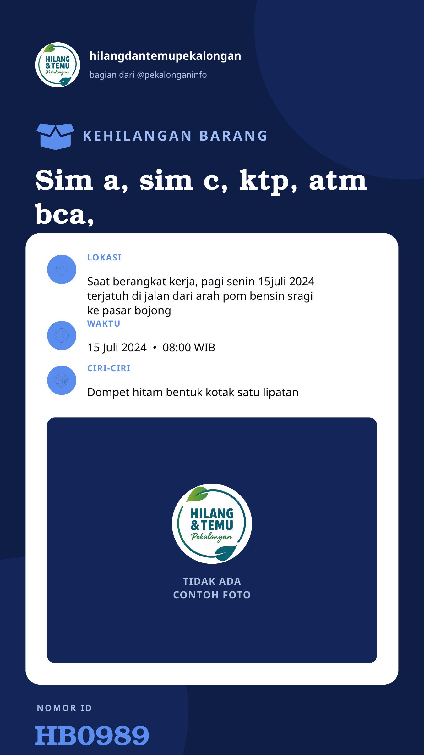 Story 9:16 laporan Sim a, sim c, ktp, atm bca, atm bri, kartu npwp