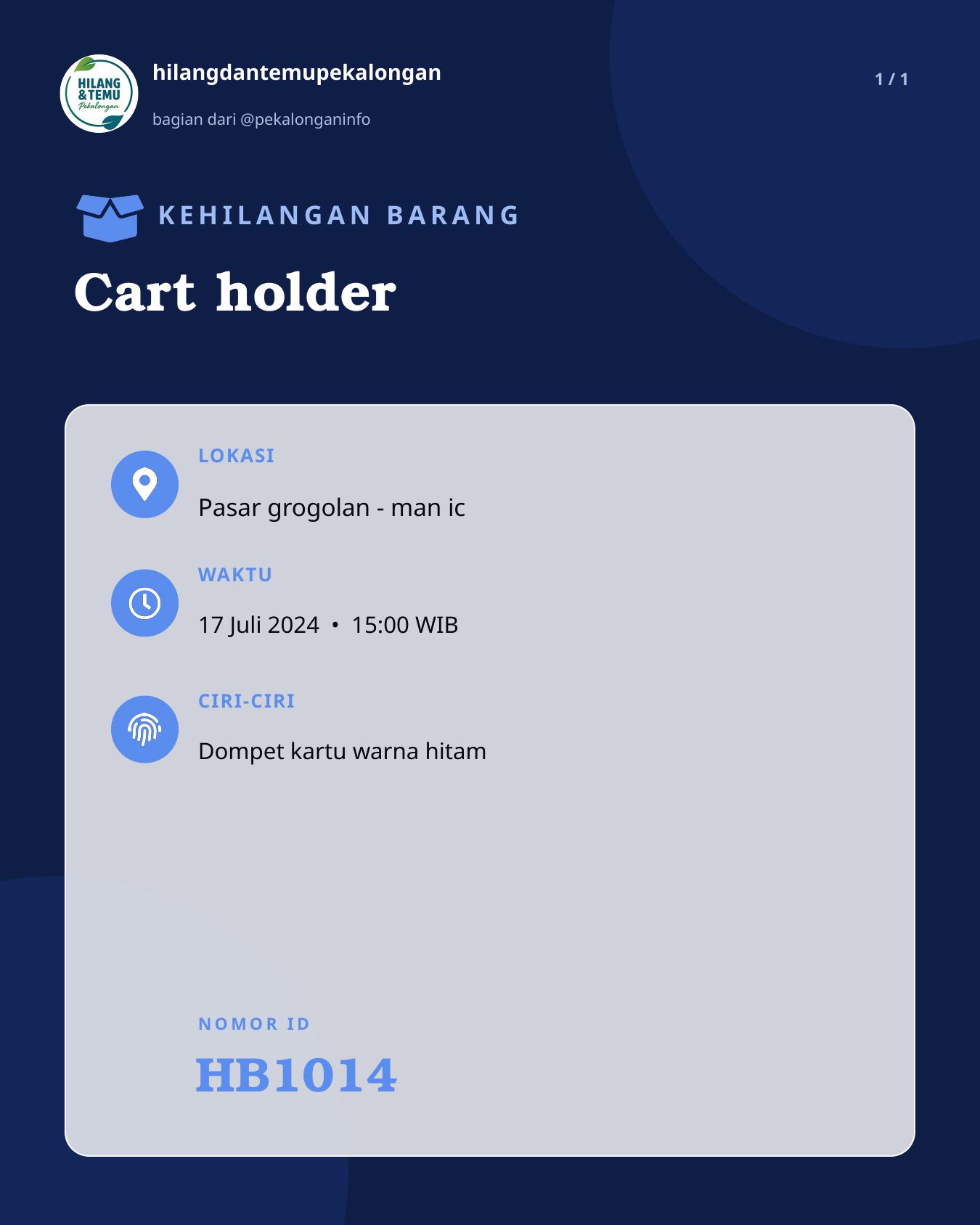 Slide laporan Cart holder (HB1014)