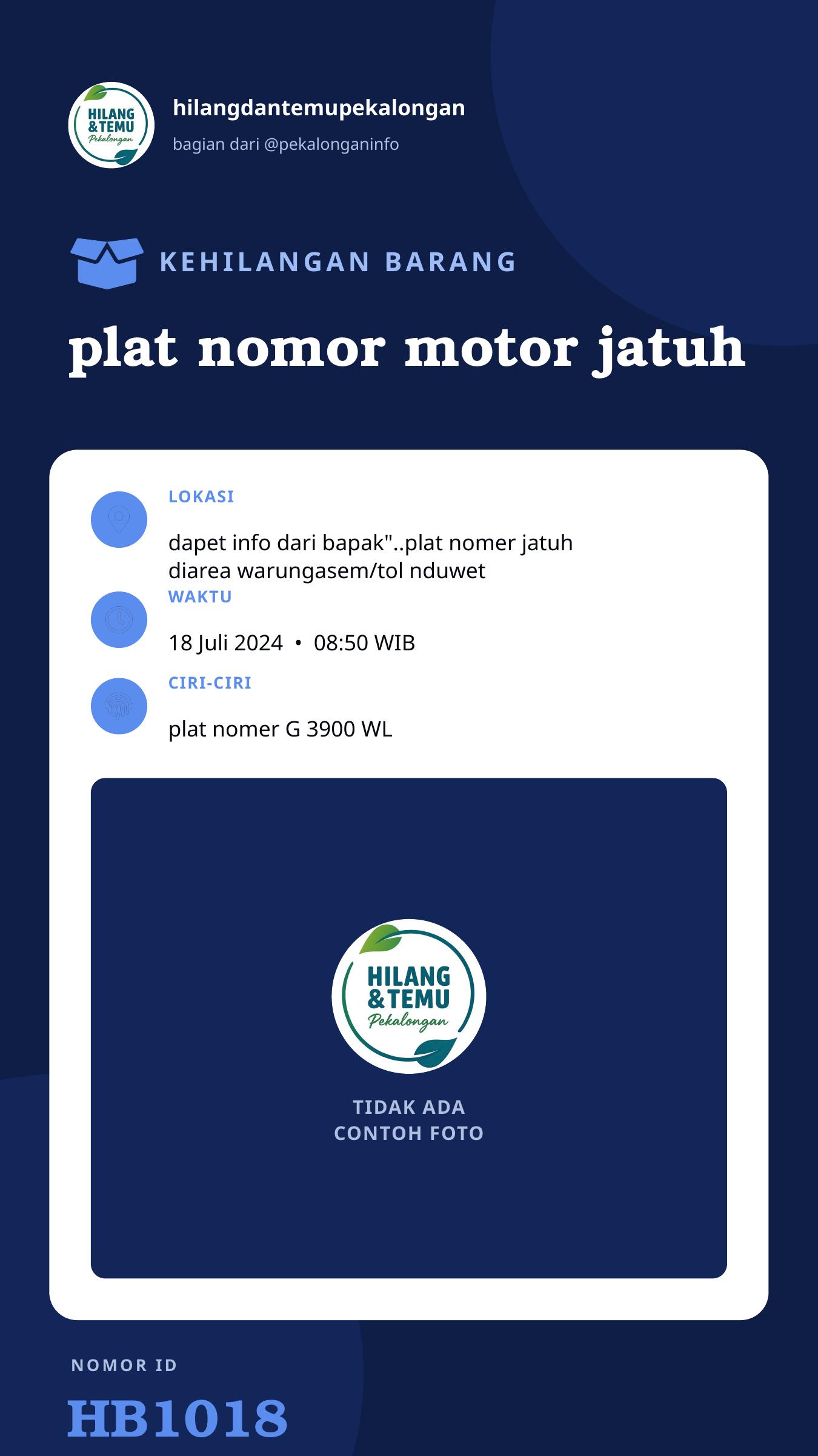 Story 9:16 laporan plat nomor motor jatuh