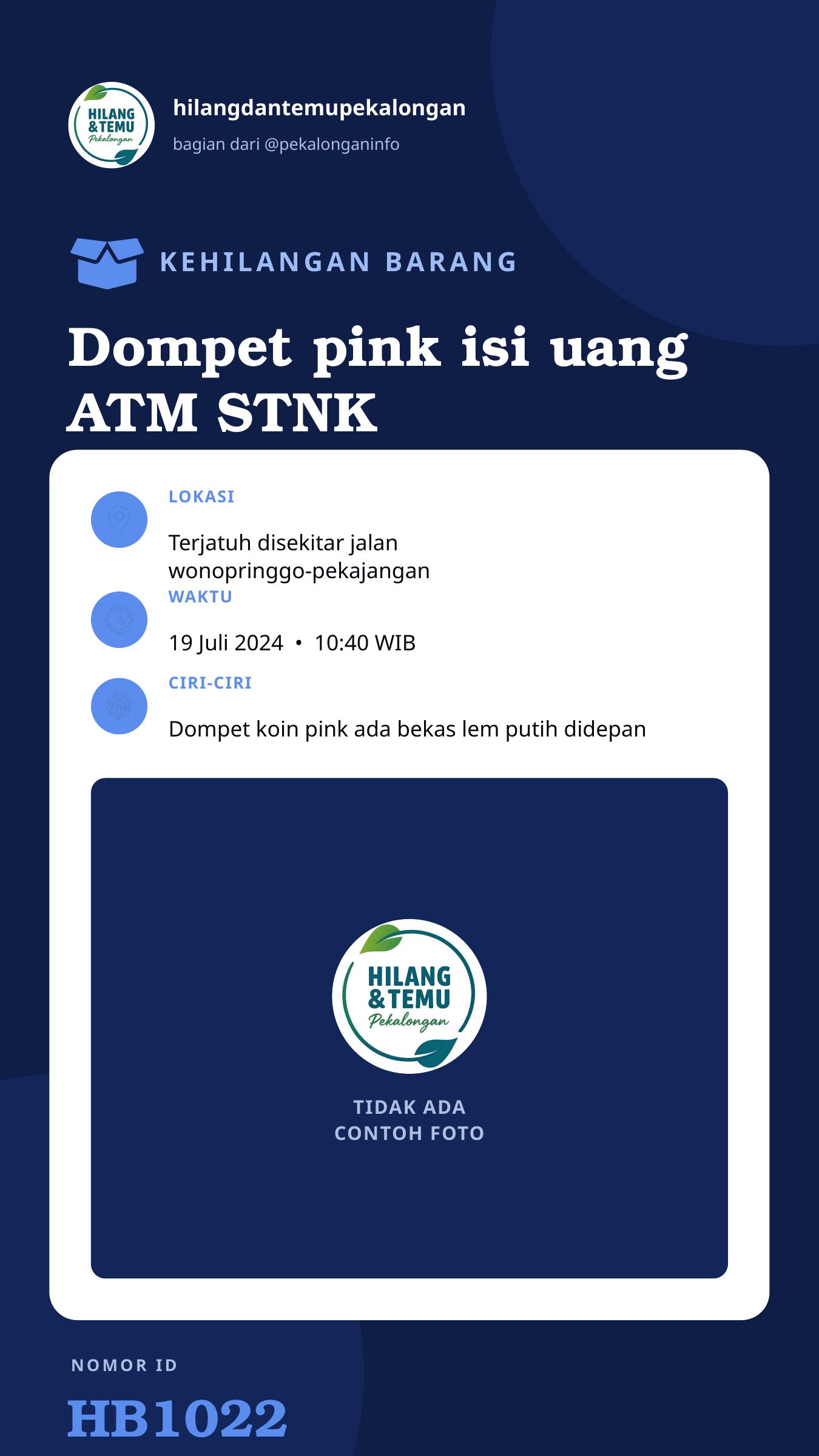 Story 9:16 laporan Dompet pink isi uang ATM STNK CBR KTP a/n Nurul ulfa