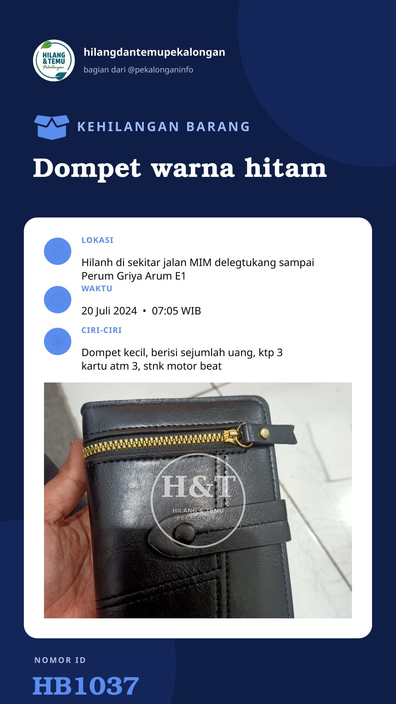 Story 9:16 laporan Dompet warna hitam