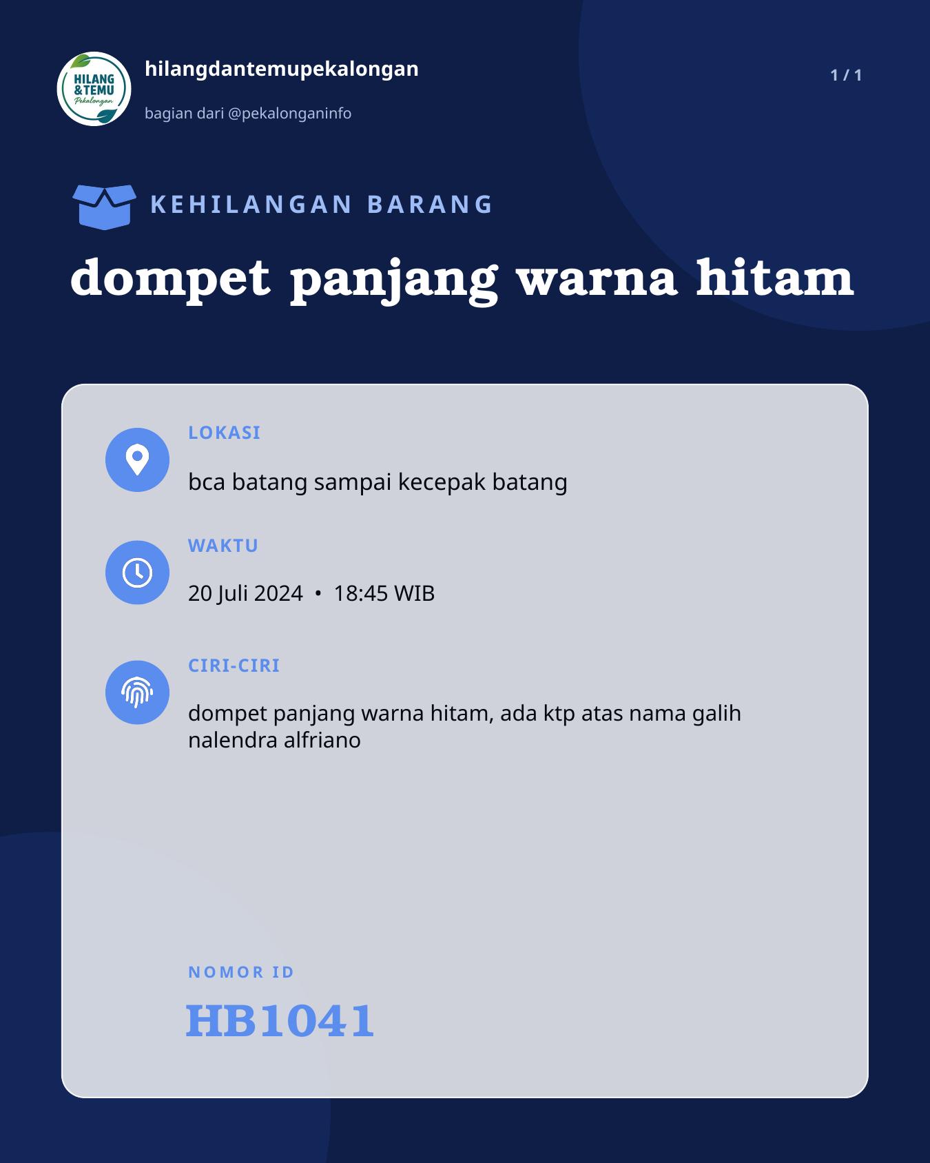 Slide laporan dompet panjang warna hitam (HB1041)