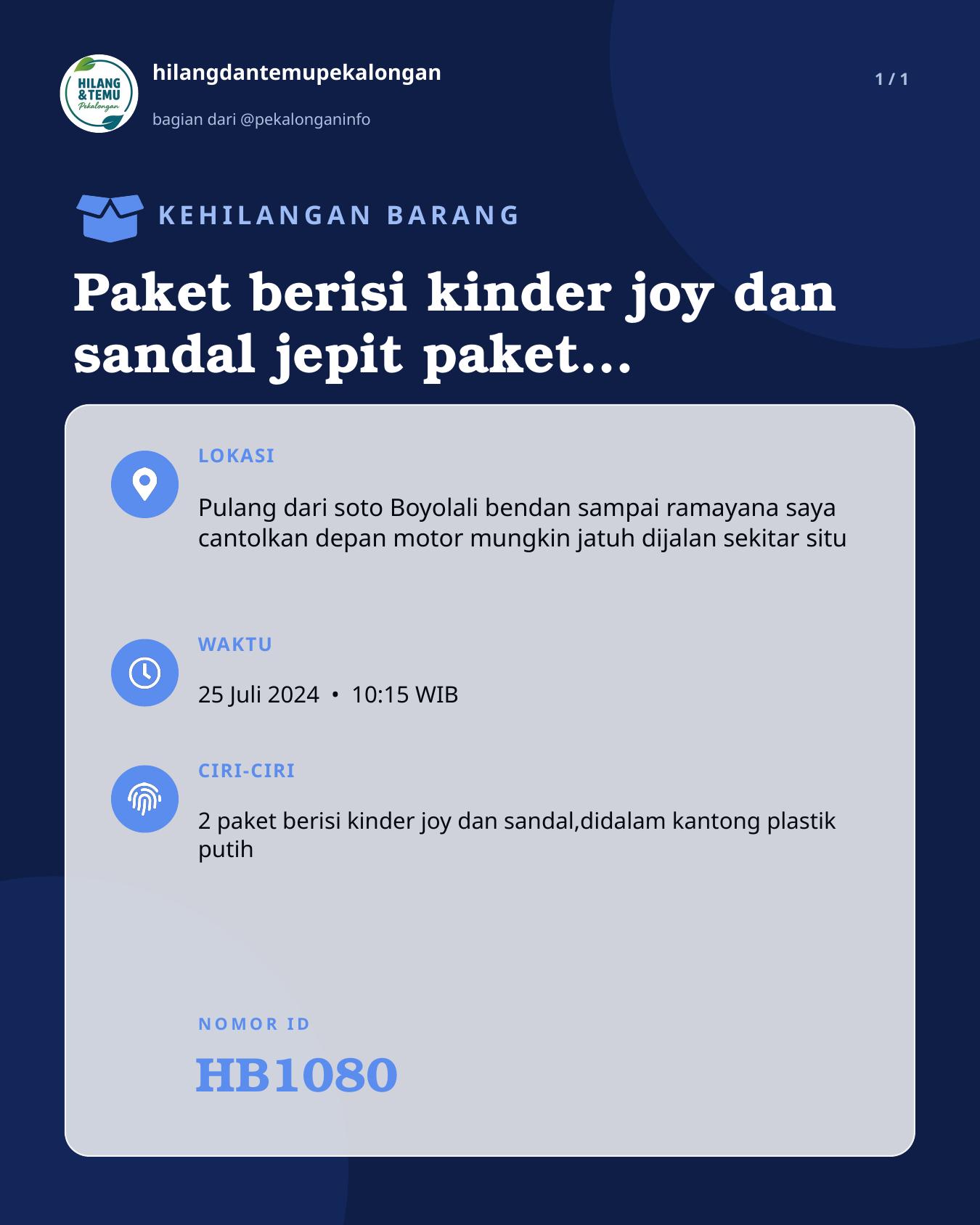 Slide laporan Paket berisi kinder joy dan sandal jepit paket didalam kantong plastik putih (HB1080)