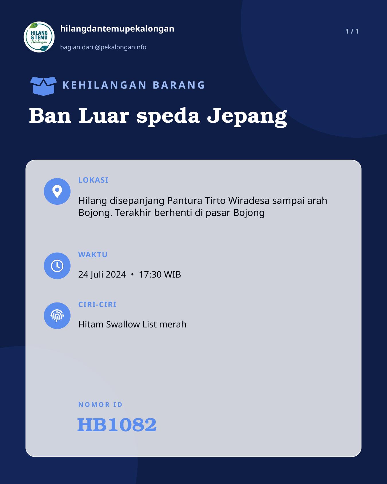 Slide laporan Ban Luar speda Jepang (HB1082)