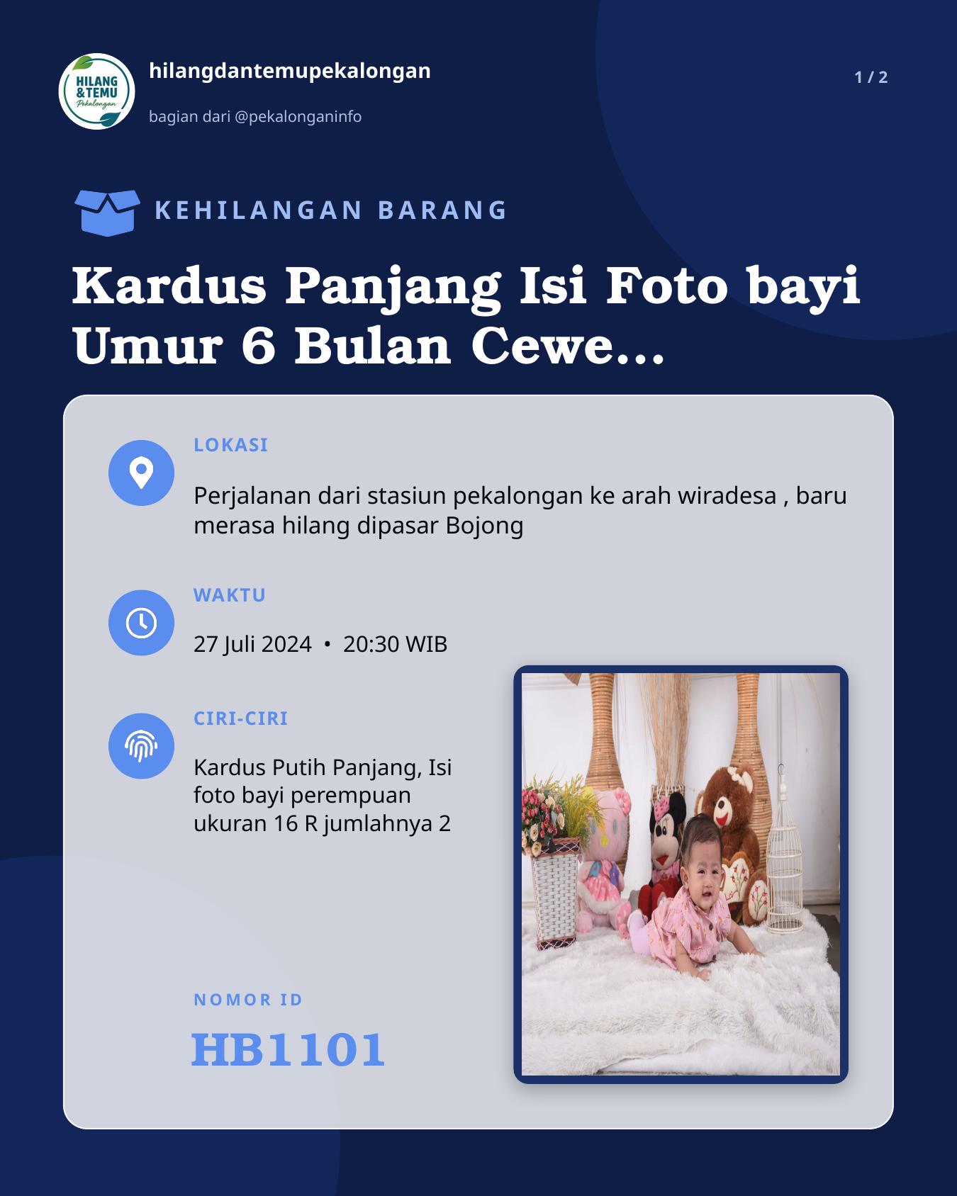 Slide 1 laporan Kardus Panjang Isi Foto bayi Umur 6 Bulan Cewe (2 Lembar)