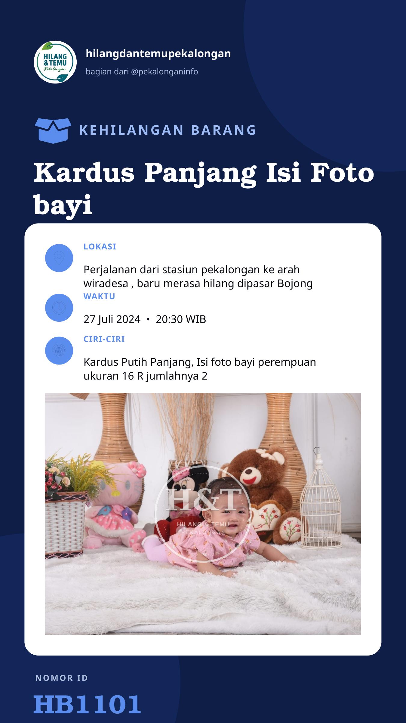 Story 9:16 laporan Kardus Panjang Isi Foto bayi Umur 6 Bulan Cewe (2 Lembar)