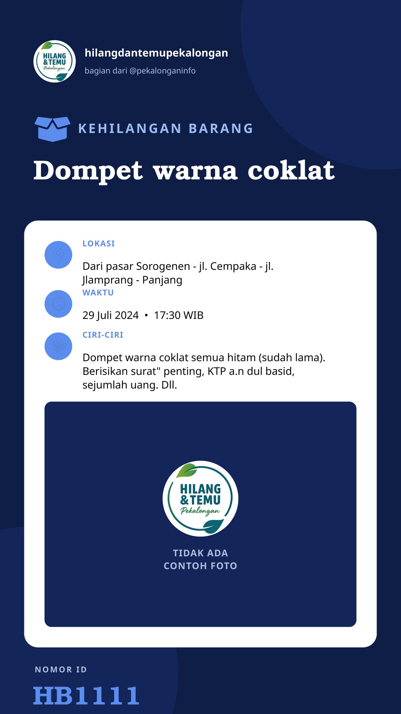 Story 9:16 laporan Dompet warna coklat