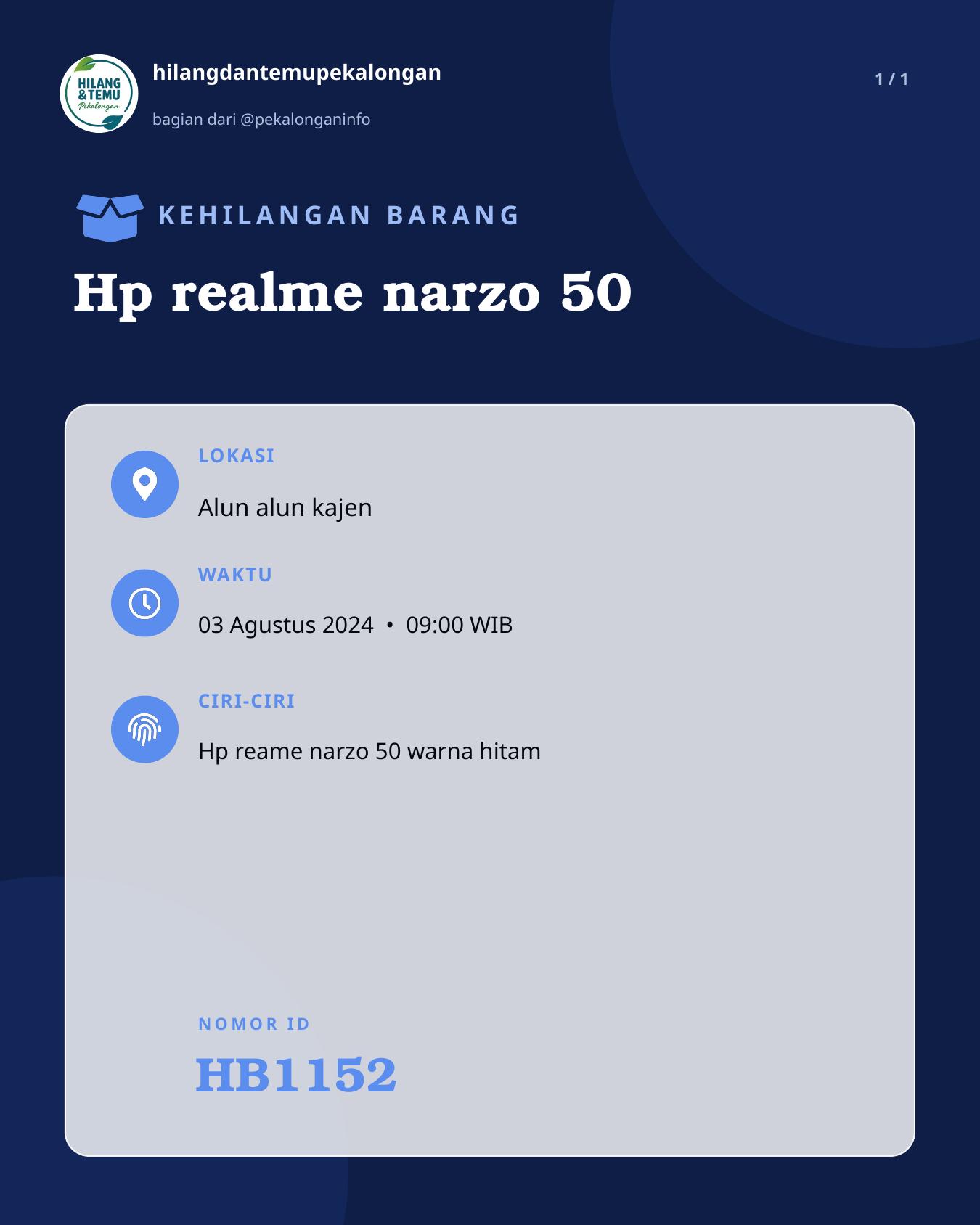 Slide laporan Hp realme narzo 50 (HB1152)