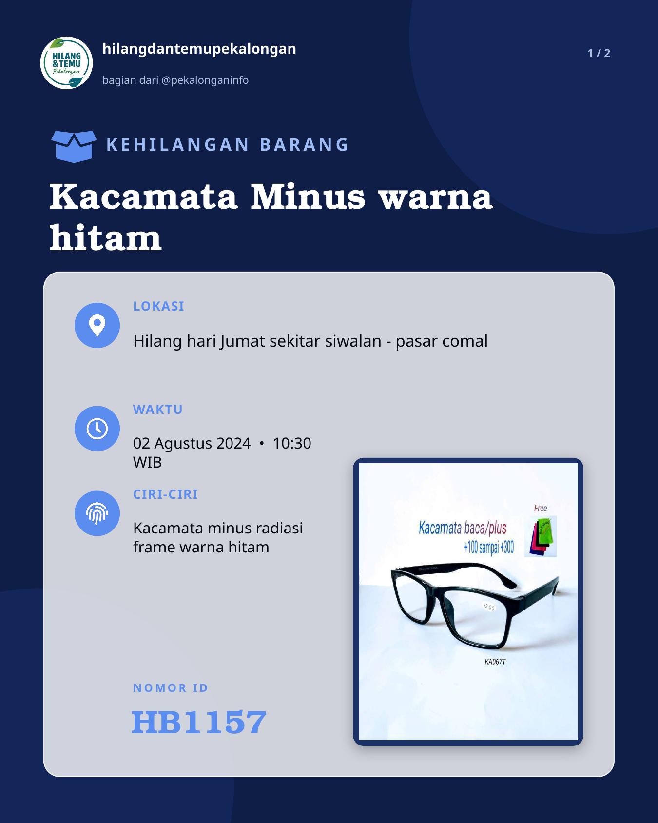 Slide 1 laporan Kacamata Minus warna hitam