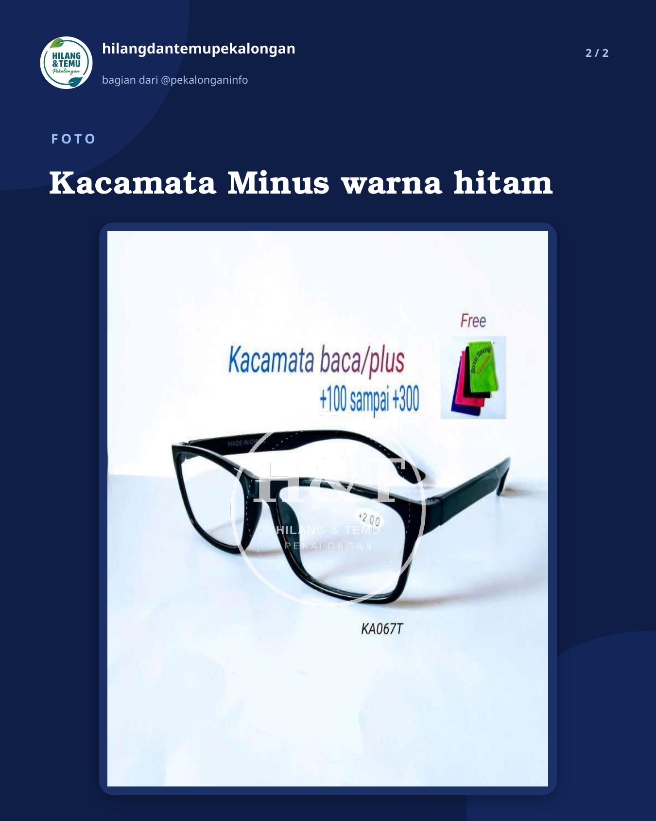 Slide 2 laporan Kacamata Minus warna hitam