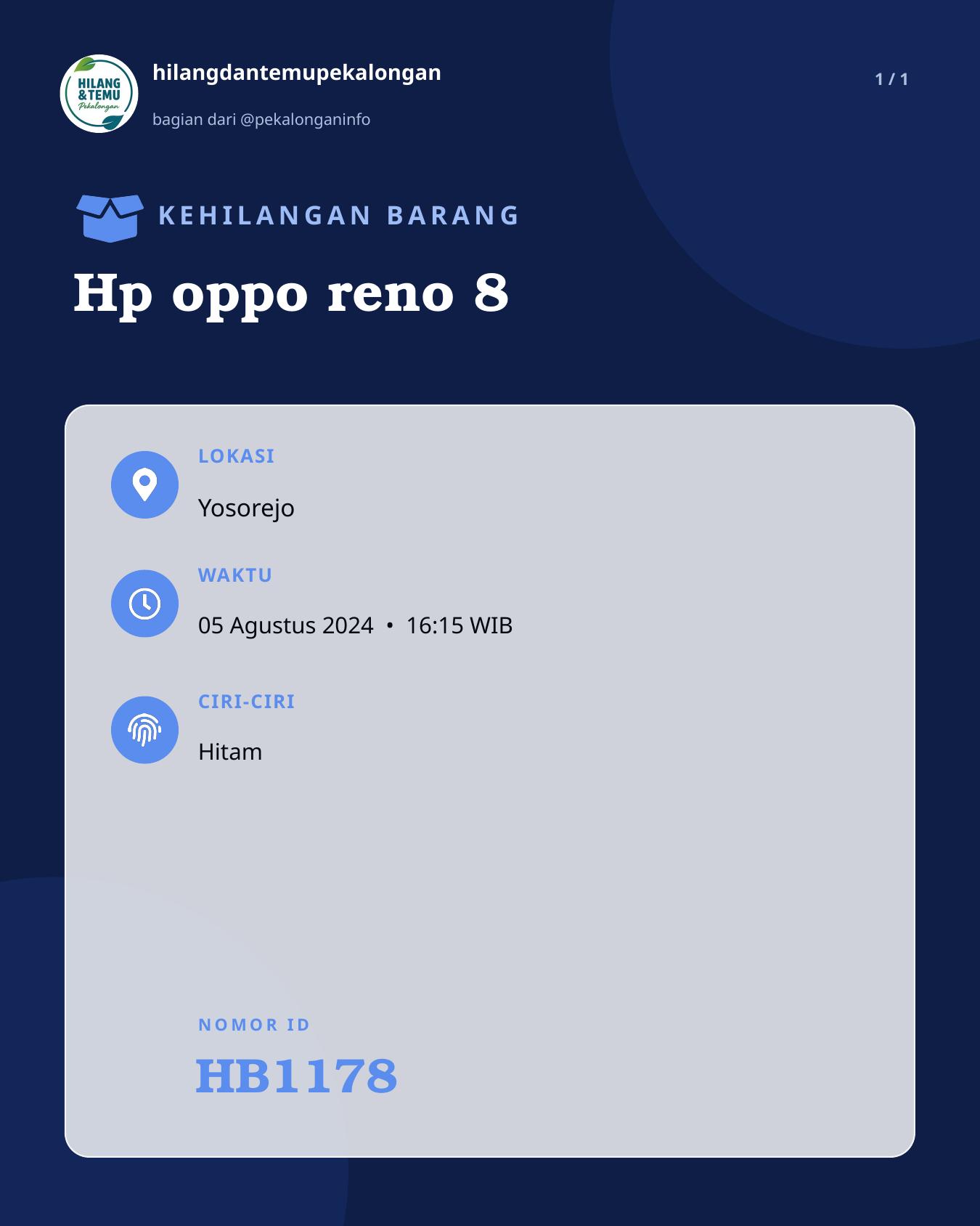 Slide laporan Hp oppo reno 8 (HB1178)