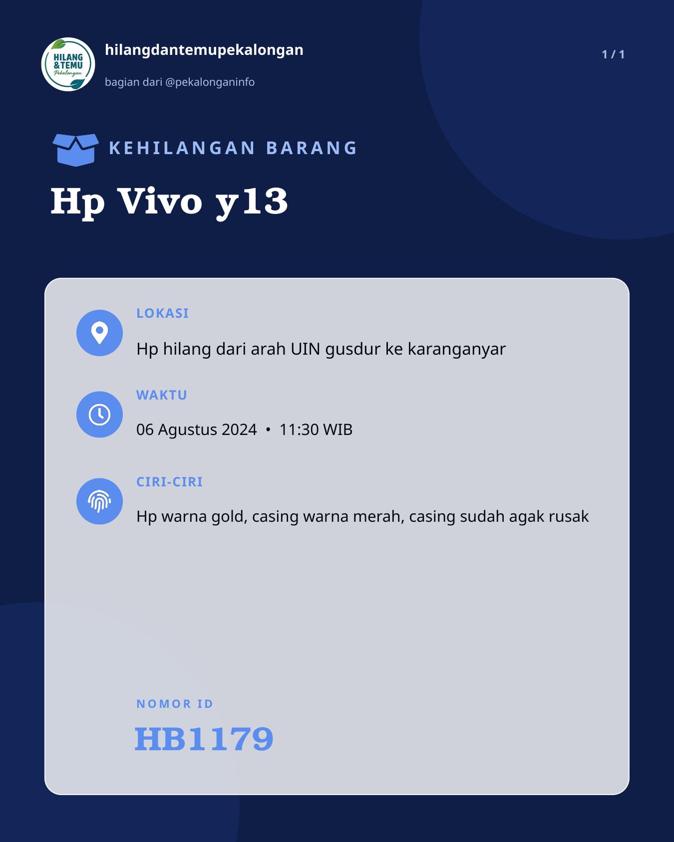 Slide laporan Hp Vivo y13 (HB1179)