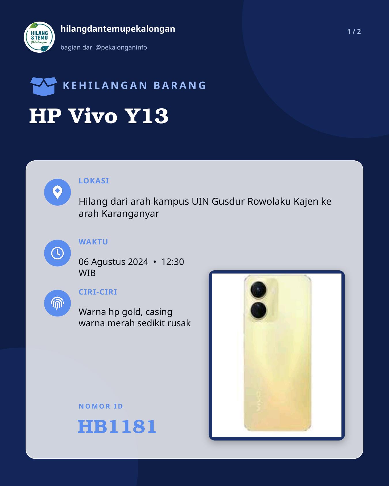 Slide 1 laporan HP Vivo Y13