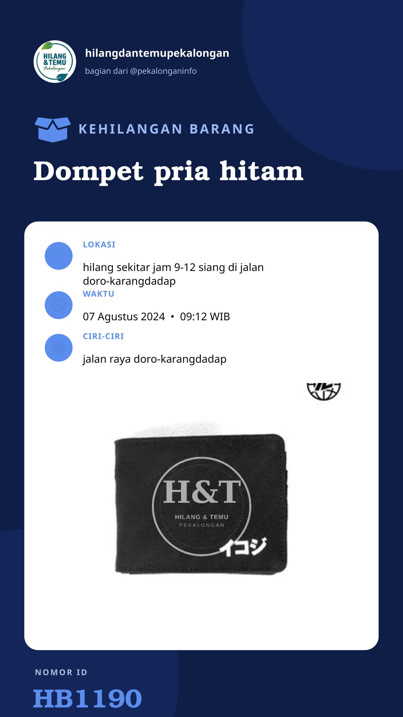 Story 9:16 laporan Dompet pria hitam