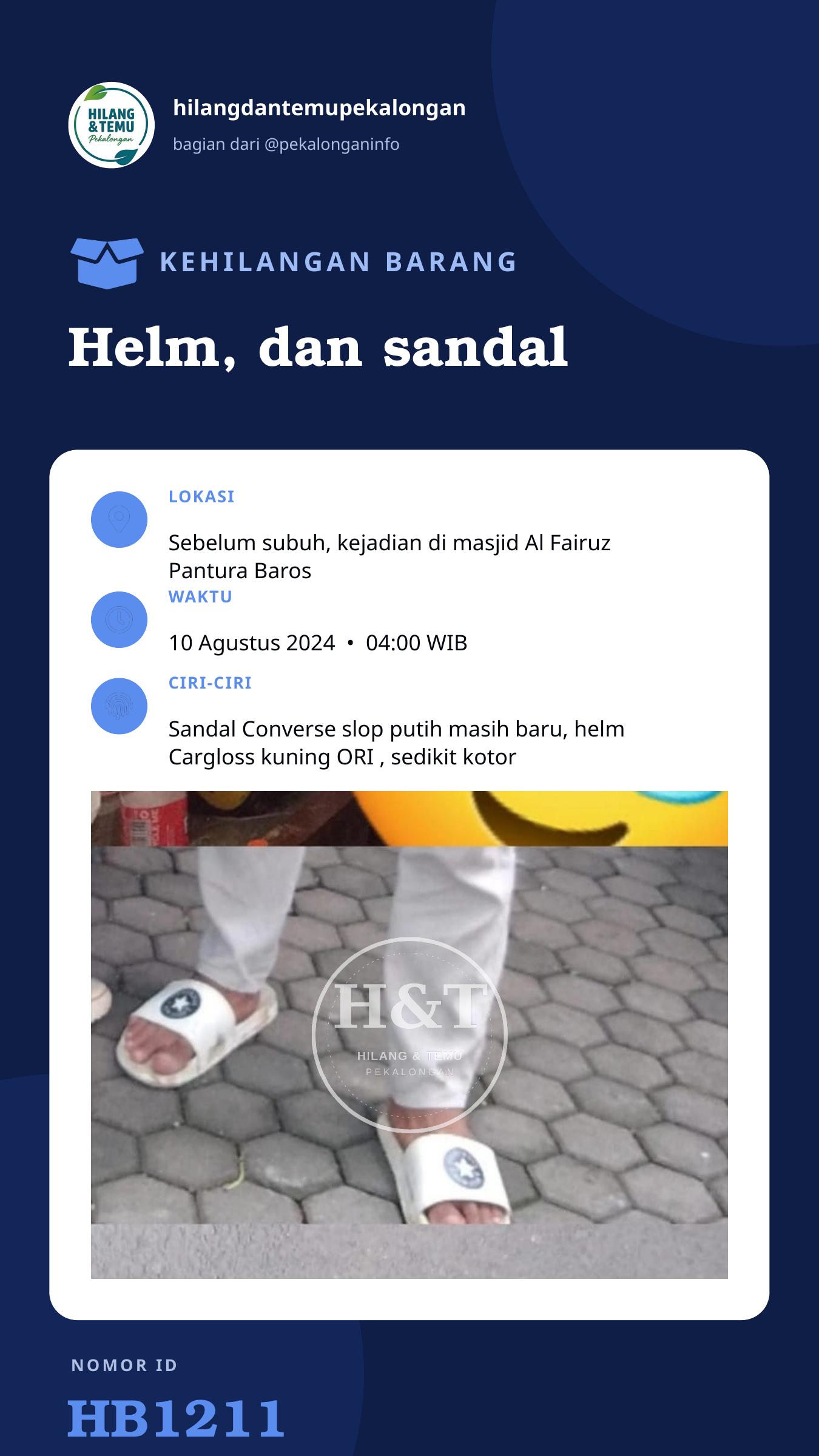 Story 9:16 laporan Helm, dan sandal