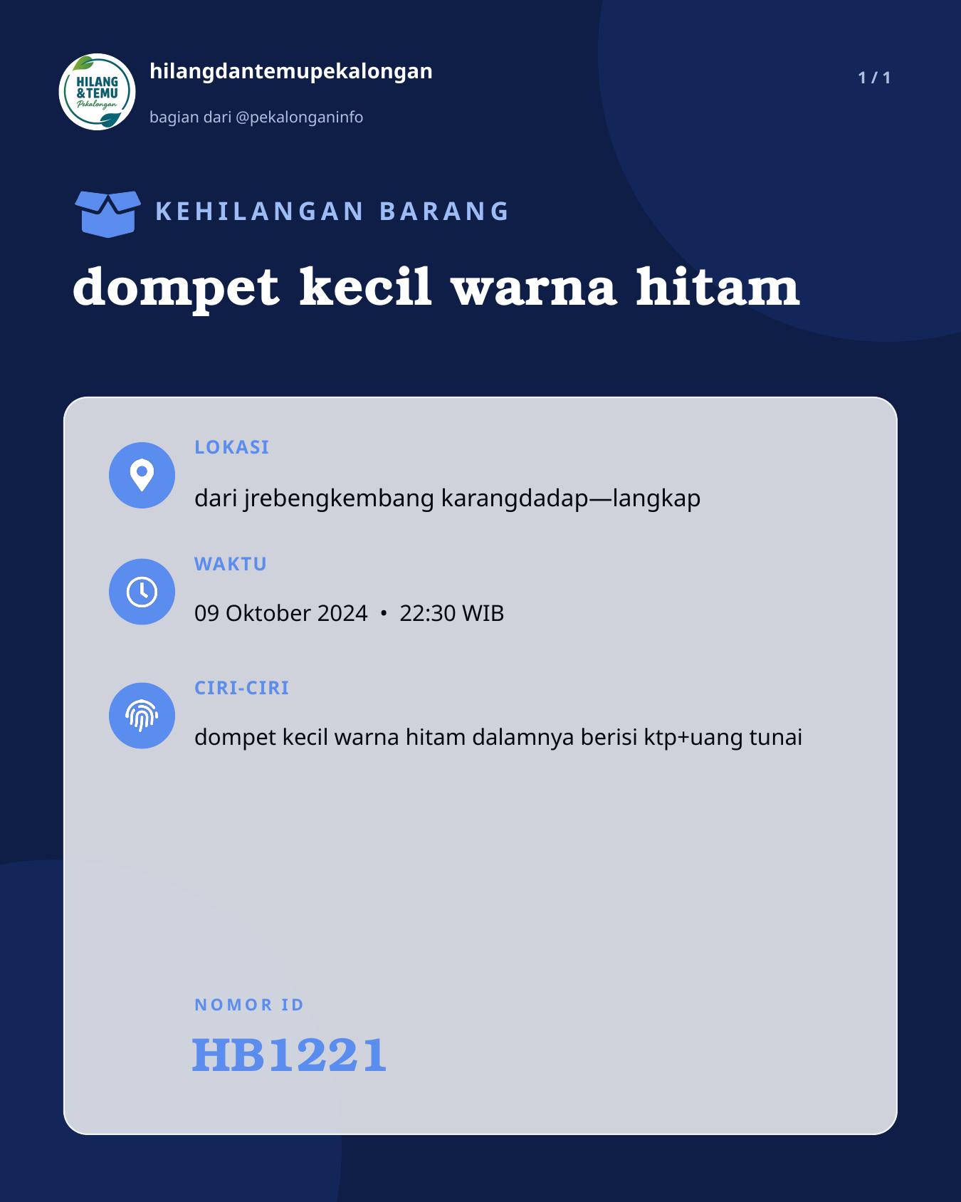 Slide laporan dompet kecil warna hitam (HB1221)