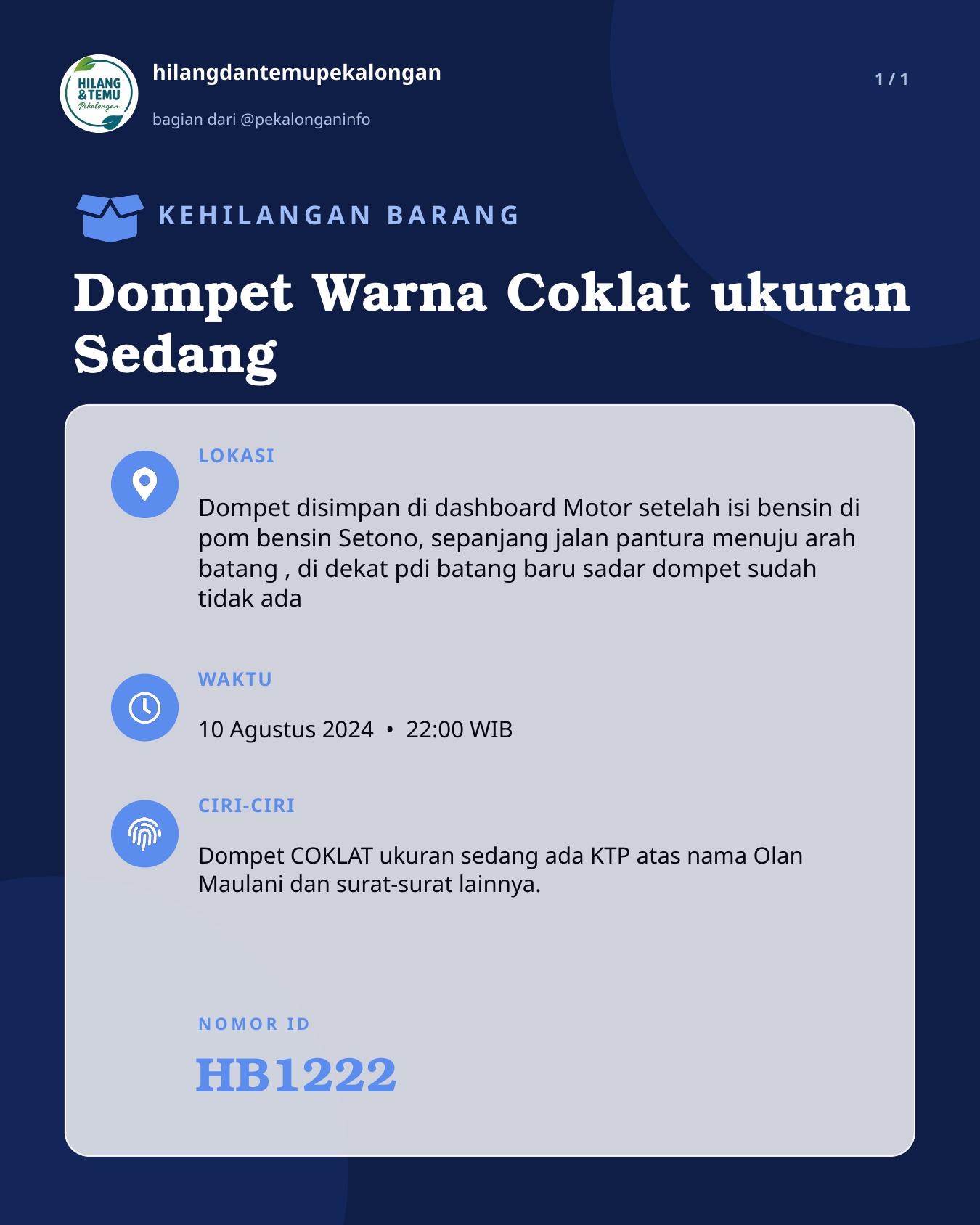 Slide laporan Dompet Warna Coklat ukuran Sedang (HB1222)
