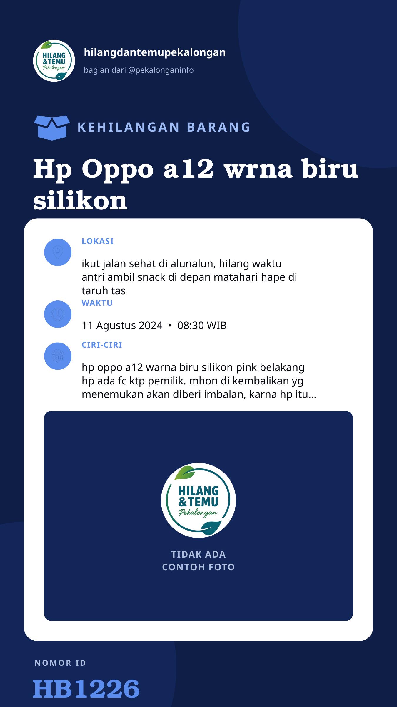 Story 9:16 laporan Hp Oppo a12 wrna biru silikon pink