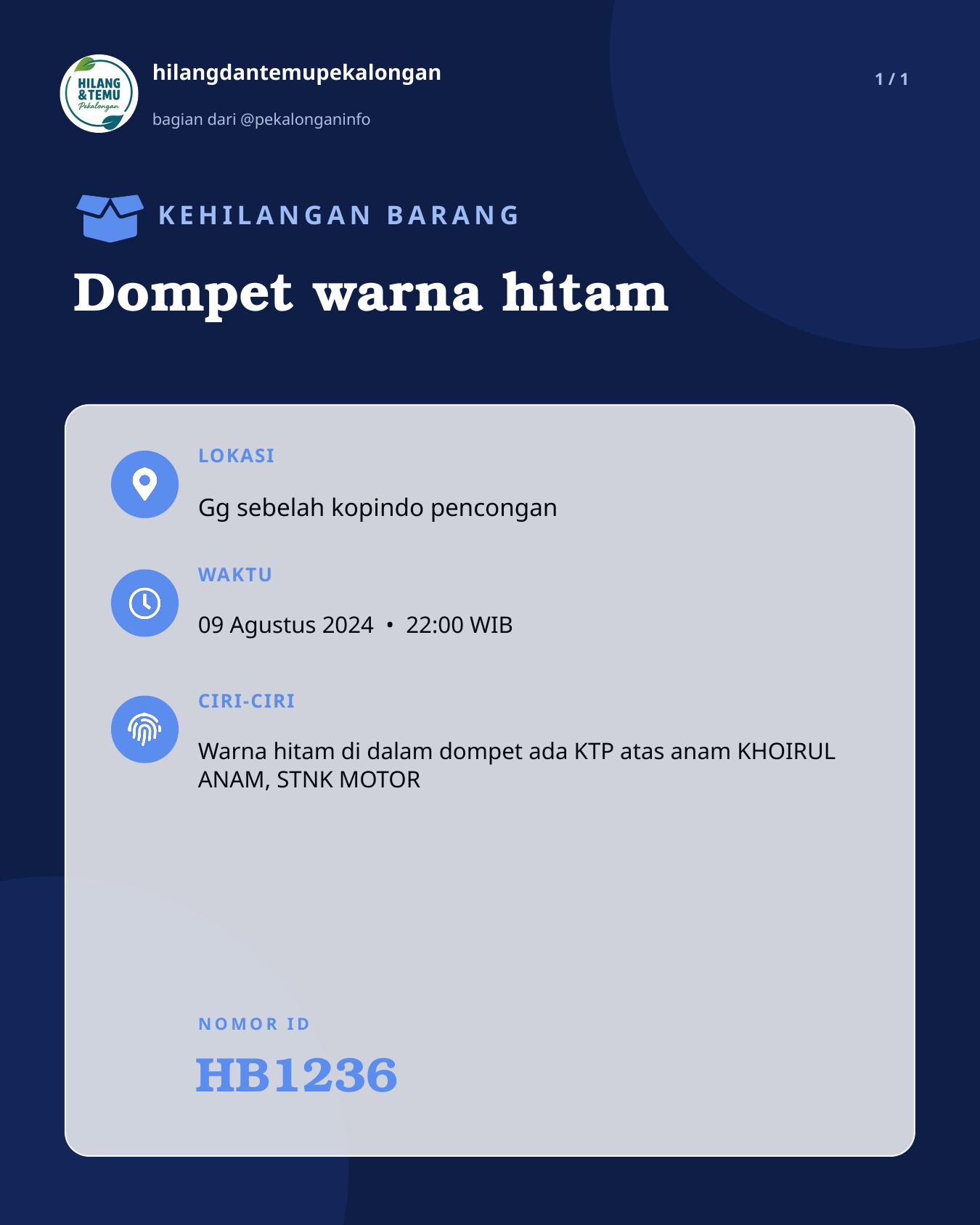 Slide laporan Dompet warna hitam (HB1236)