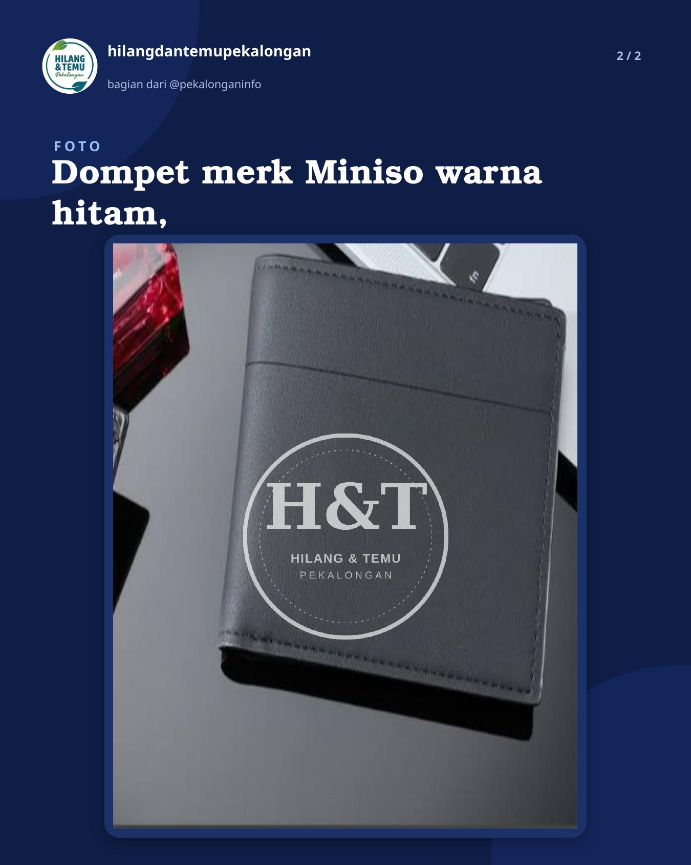 Slide 2 laporan Dompet merk Miniso warna hitam,