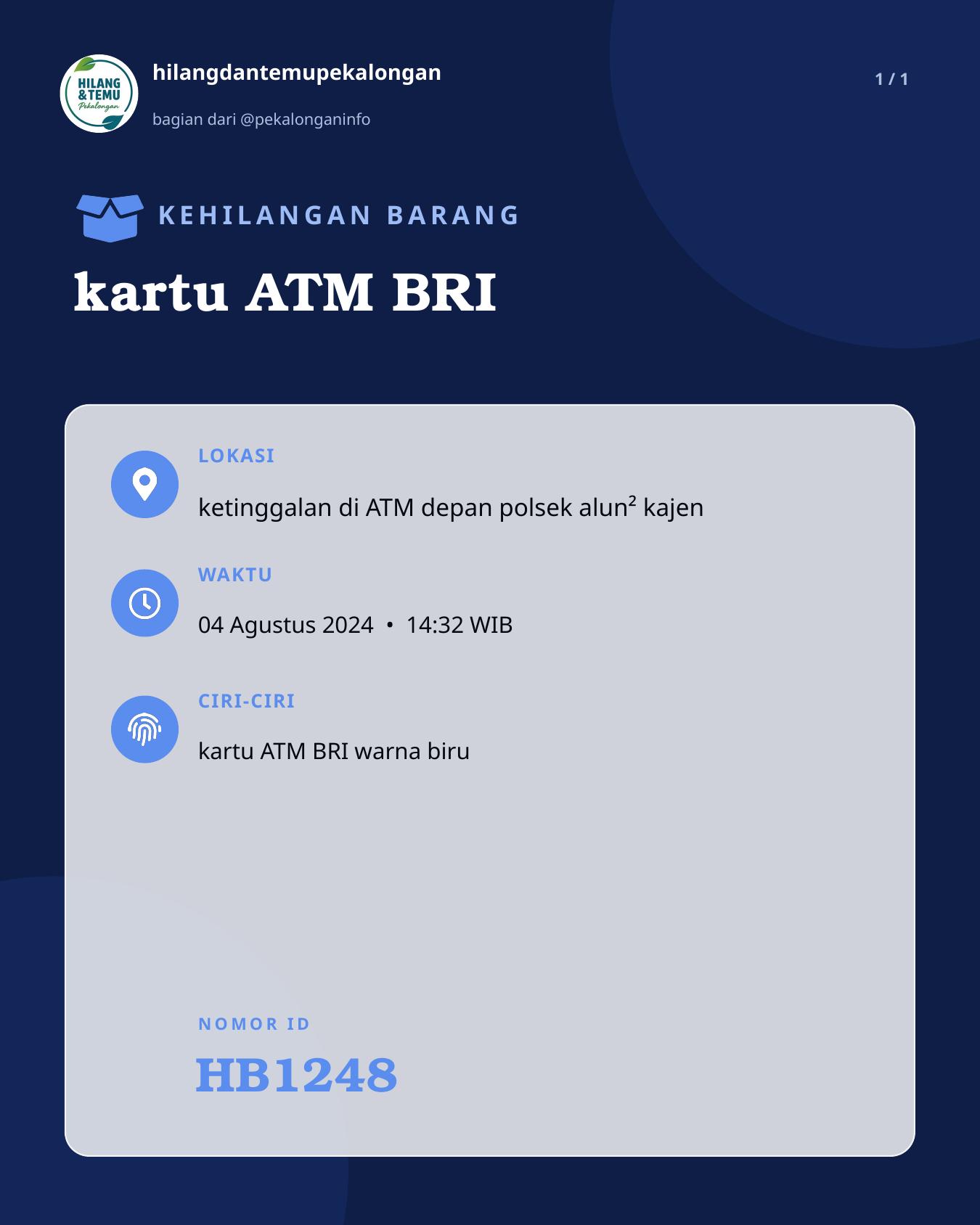 Slide laporan kartu ATM BRI (HB1248)